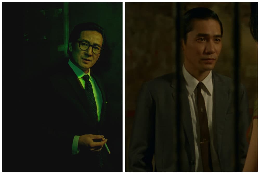 Ke Huy Quan in &quot;Everything Everywhere All at Once&quot; (left); Tony Leung Chiu-wai in &quot;In the Mood for Love.&quot; (Couresy A24 and The Brattle)