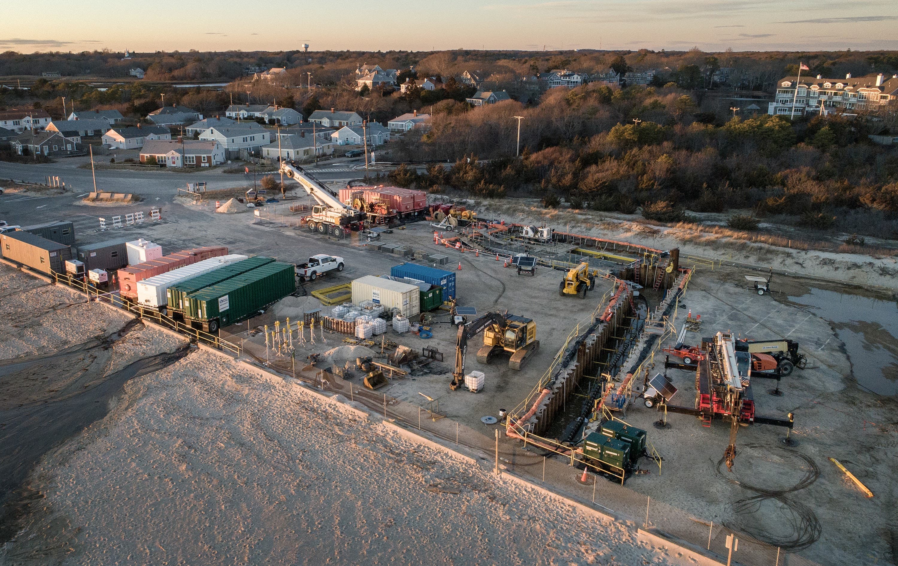 The spot at Covell's Beach in Barnstable where electricity from Vineyard Wind's turbines will come ashore. (Robin Lubbock/WBUR)