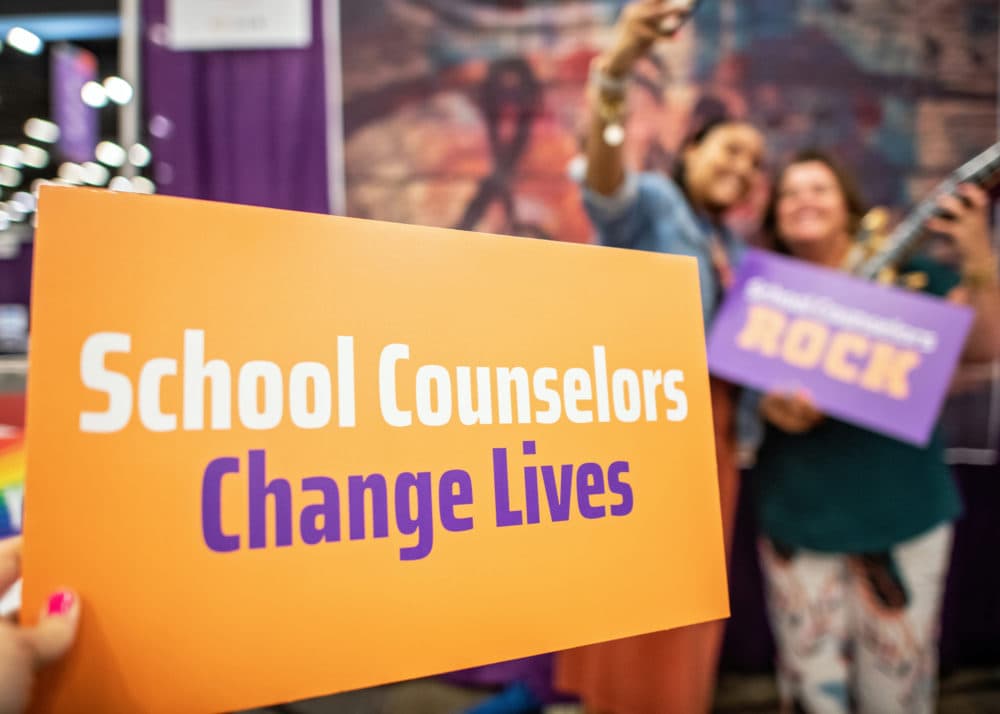A sign that says 'School Counselors Change Lives' at the 2022 Annual American School Counselor Association Conference in Austin, Texas. (Courtesy of the American School Counselor Association)