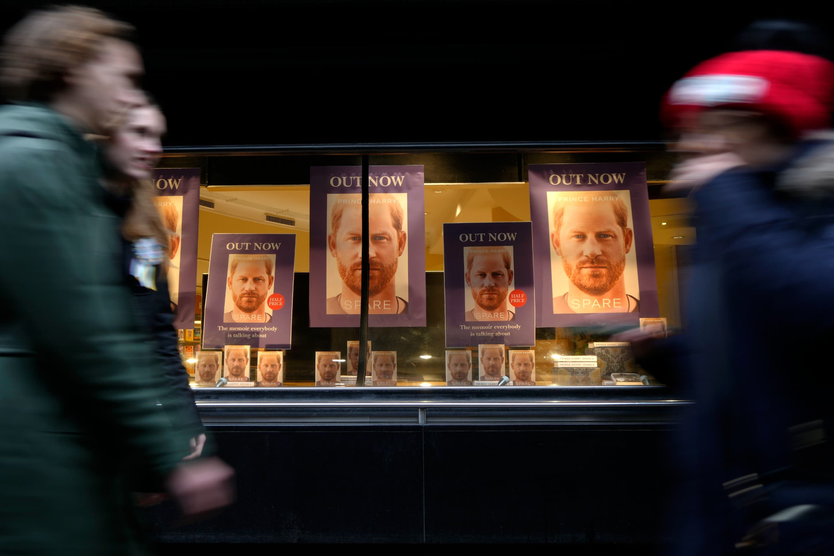 Prince Harry's memoir, "Spare," went on sale around the world on Tuesday, Jan. 10, 2023. In London, a few stores opened at midnight to sell copies to diehard royal devotees and the merely curious. (Kirsty Wigglesworth/AP)
