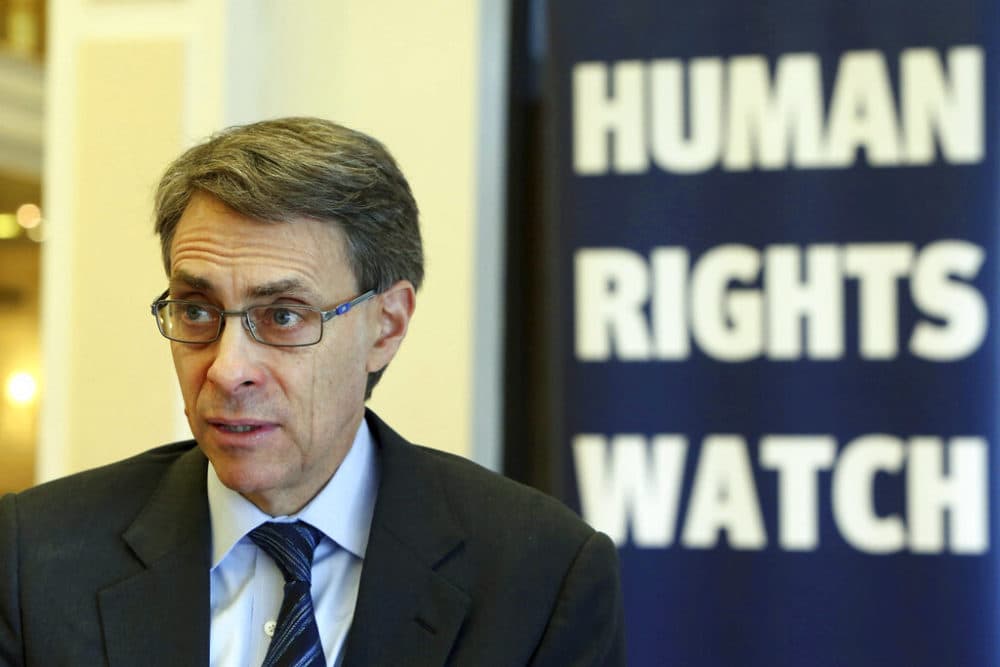 Human Rights Watch's executive director Kenneth Roth speaks during an interview with The Associated Press in 2022. (Bilal Hussein/AP)