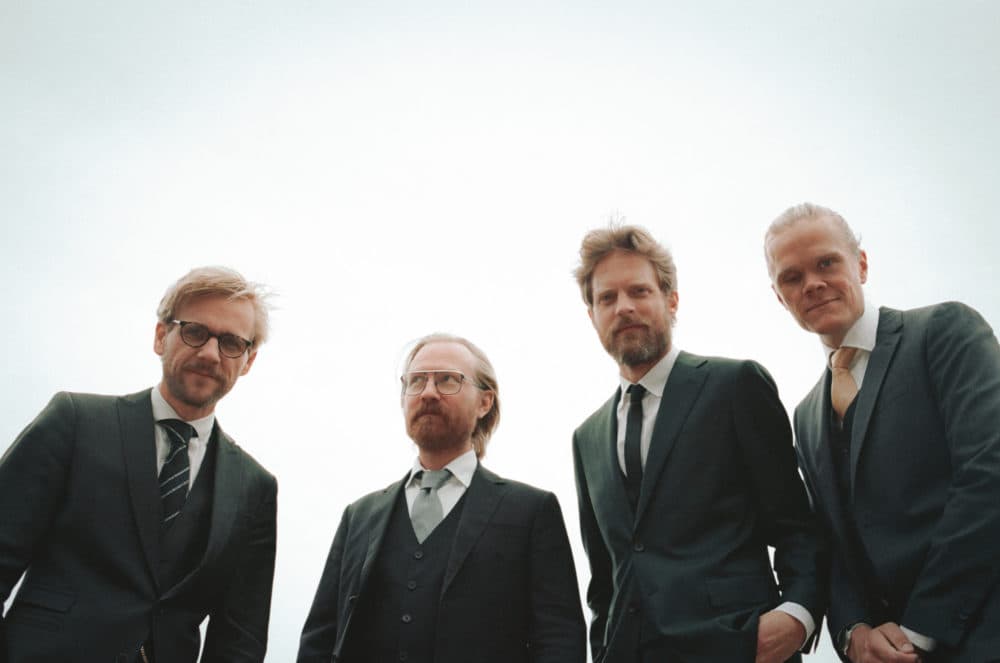 Danish string quartet. Rune Tonsgaard Sorensen (violin), Fredrik Schoen Schoen (cello), Asbjorn Norgaard (viola), Frederick Orland (violin) (Courtesy Caroline Bittencourt)