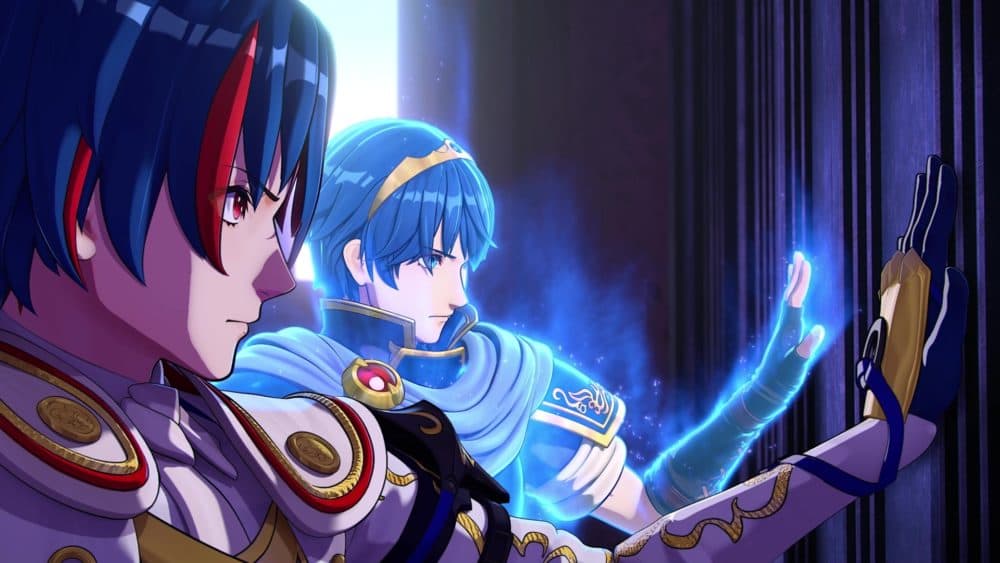 The protagonist of &quot;Fire Emblem Engage,&quot; along with a ghostly version of a past fan-favorite character. (Courtesy of Nintendo)