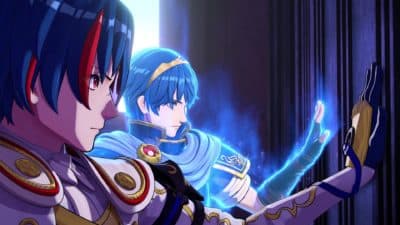 The protagonist of "Fire Emblem Engage," along with a ghostly version of a past fan-favorite character. (Courtesy of Nintendo)