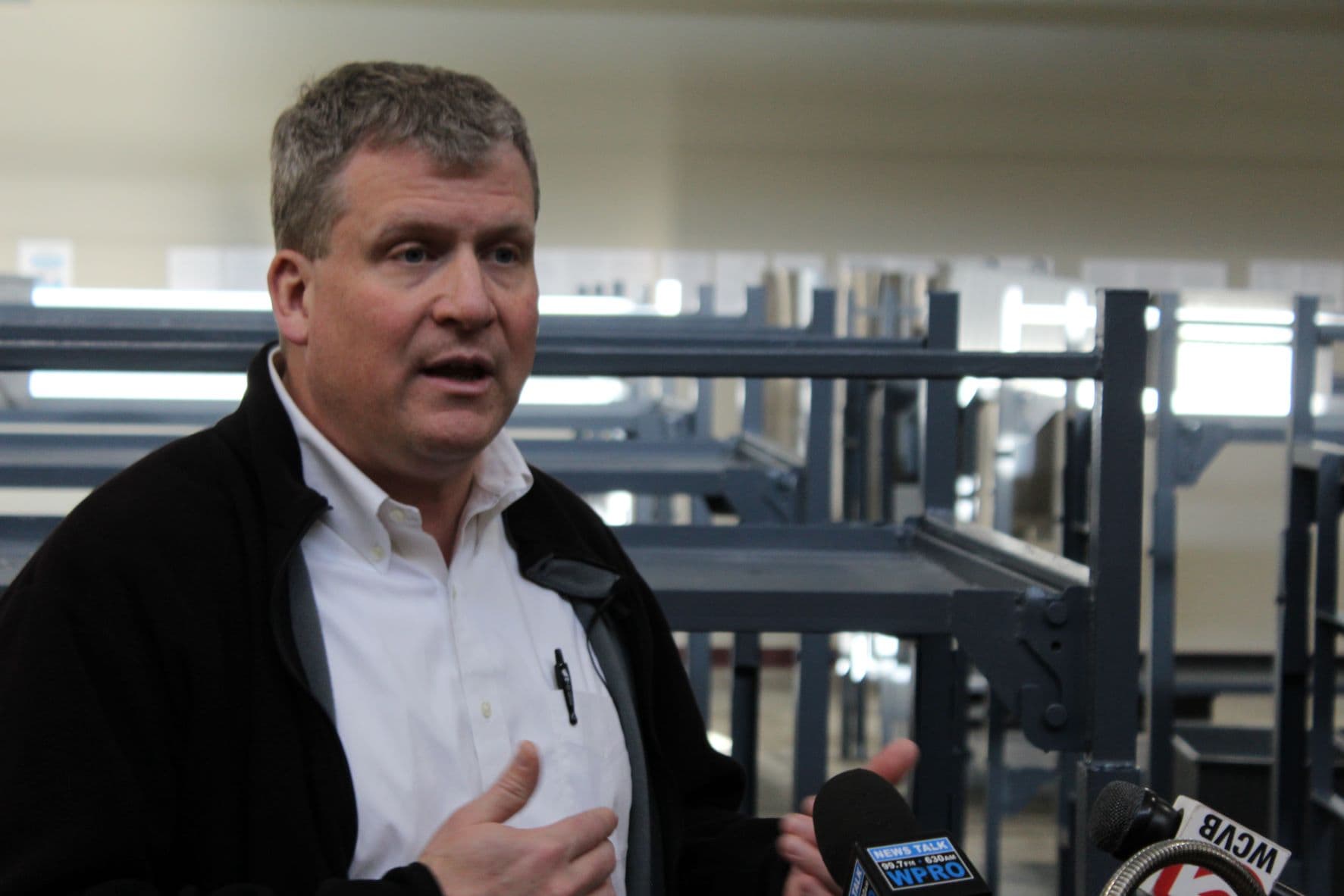 Bristol County Sheriff Paul Heroux hopes to renovate a former ICE detention center to house prisoners from the Ash Street Jail. (Ben Berke/The Public's Radio)