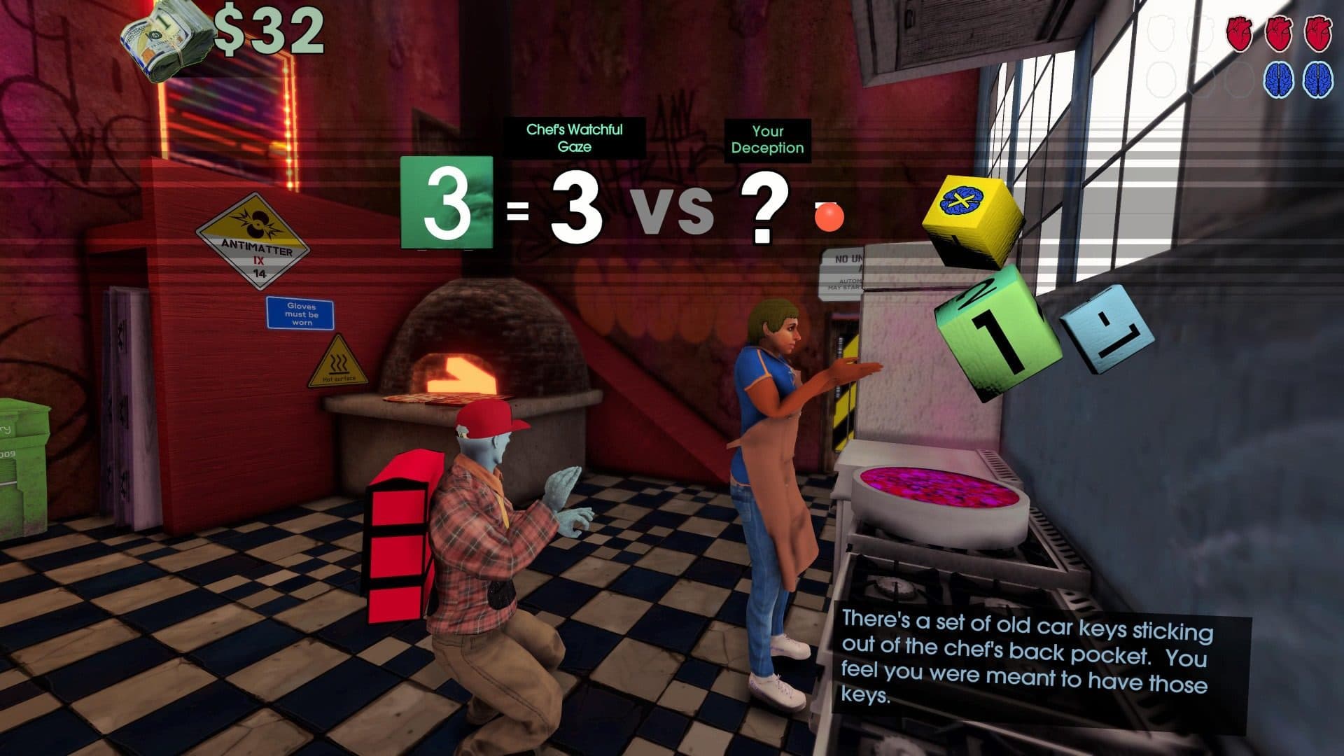Roll through social challenges in 'Betrayal At Club Low' by upgrading a suite of six-sided dice, face by face. (Courtesy of Cosmo D)