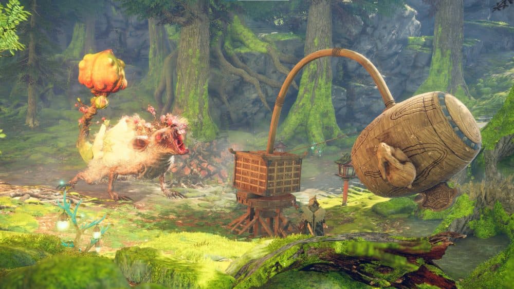 Bonk monsters by constructing a big comedy mallet. (Courtesy of Electronic Arts/Koei Tecmo)