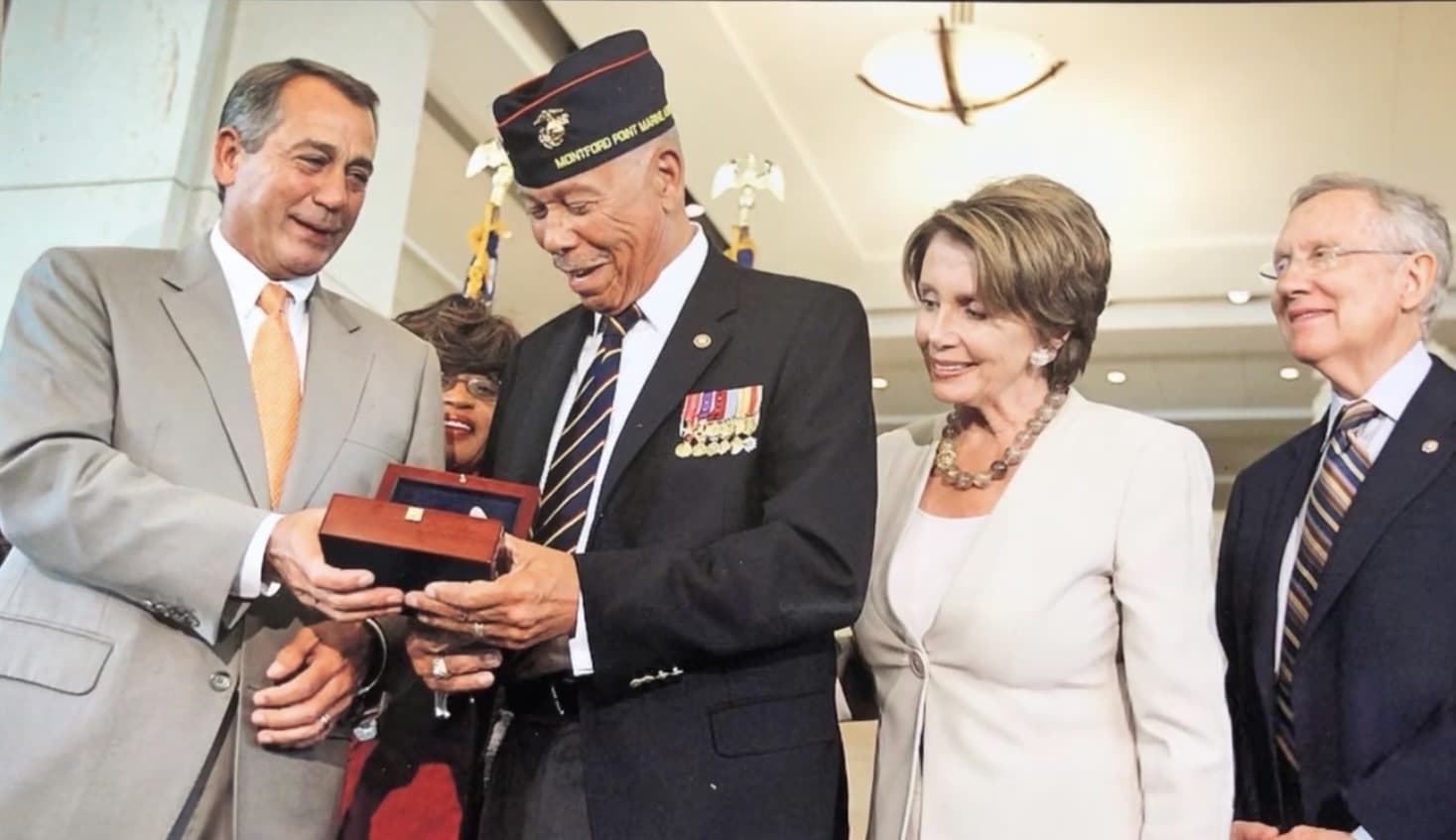 First Sgt. William "Jack" McDowell receives a Congressional Gold Medal for his service as a Montford Point Marine. (Courtesy of William "Jack" McDowell)