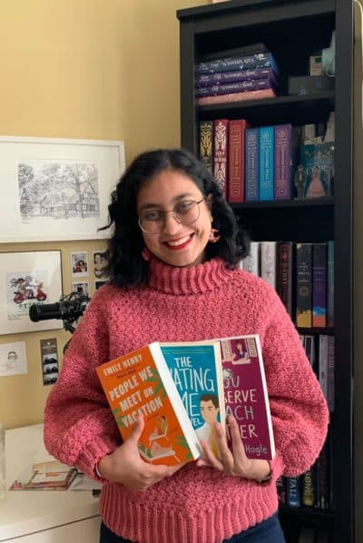 Producer Kalyani Saxena holds some of her romance picks. (Kalyani Saxena/Here &amp; Now)