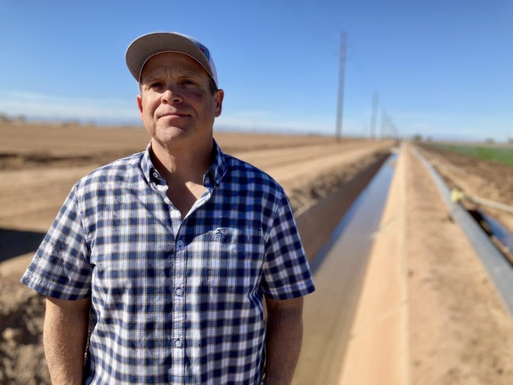Jack Vessey runs a family farm in Holtville, Calif. He relies on the Colorado River as his sole source of water. (Peter O'Dowd/Here &amp; Now)
