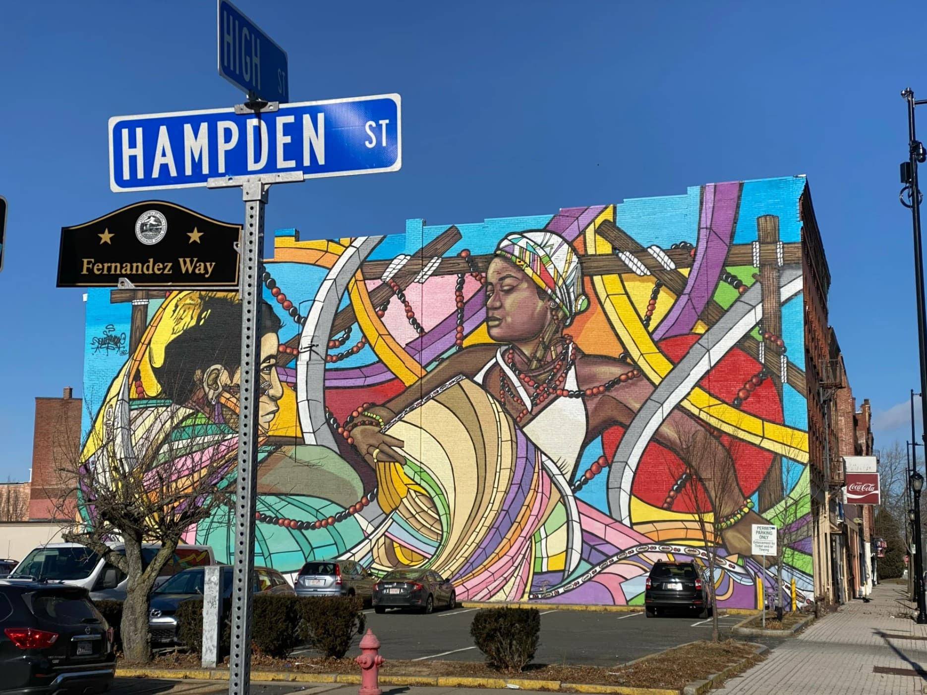A mural at High and Hampden streets in Holyoke, Massachusetts. (Dusty Christensen/NEPM)