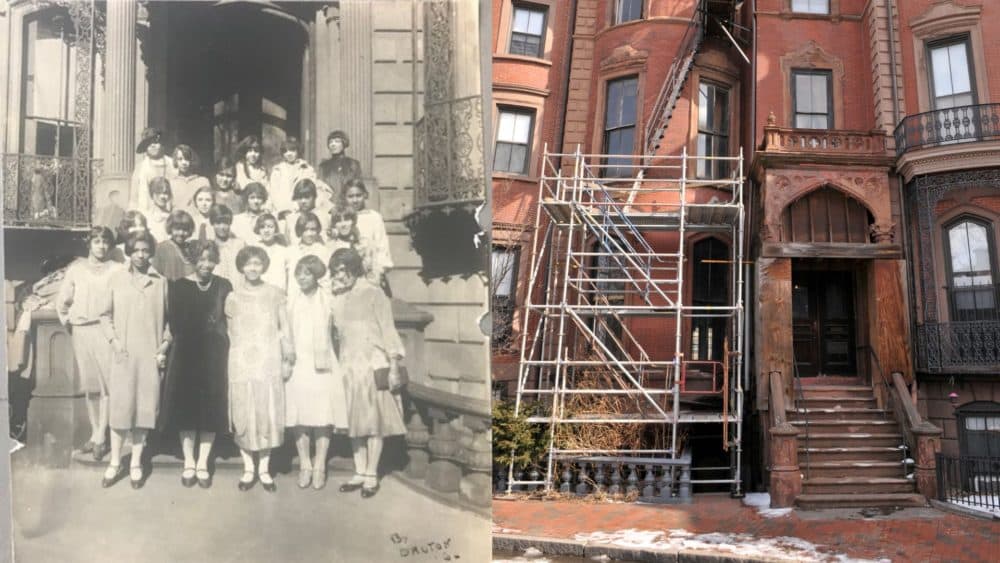 On the left, women standing outside the federation in the 1940s.  (Courtesy: Women's League for Community Service) Exterior of the current building on the right.  (Courtesy Craig Bailey)