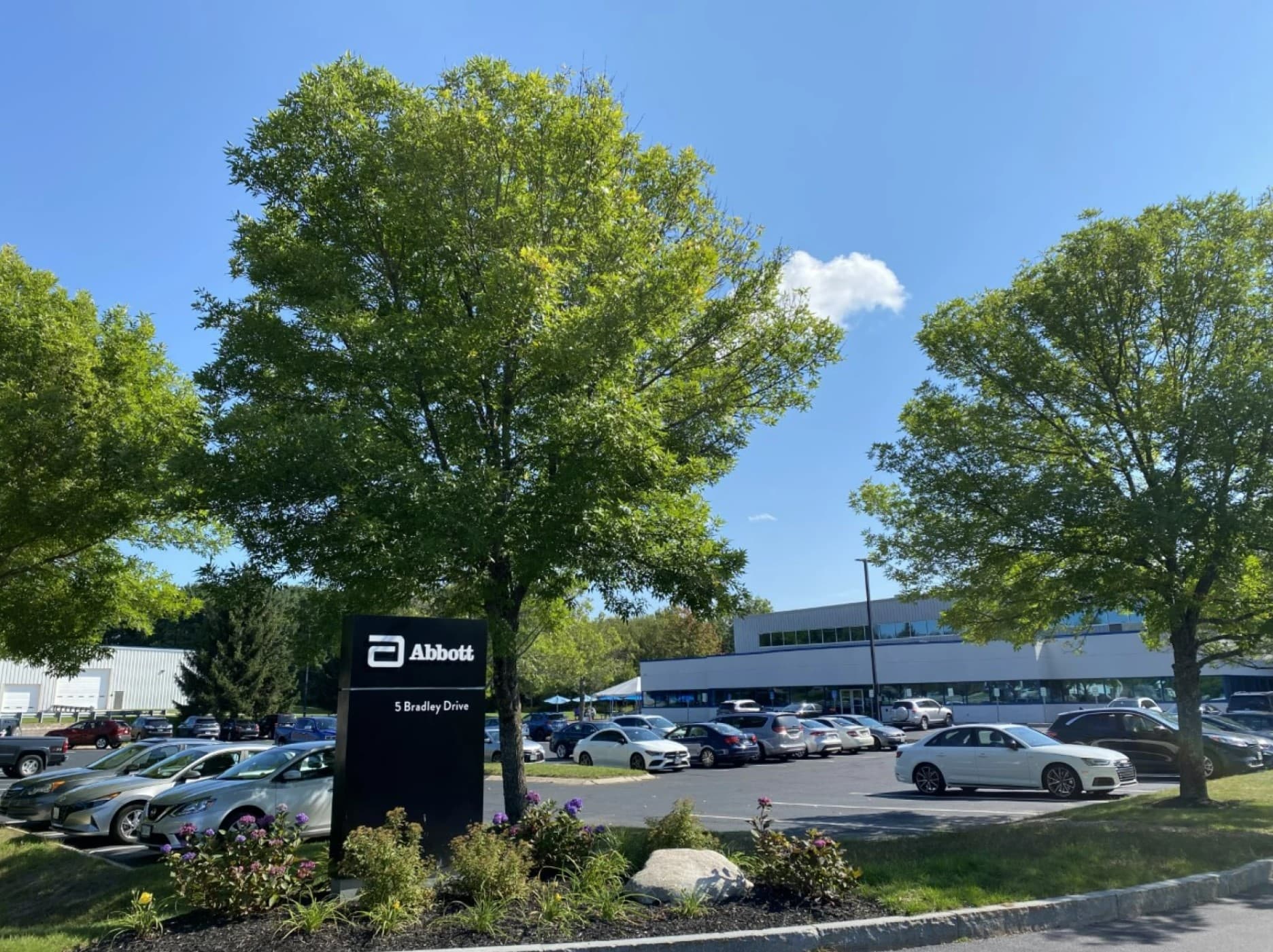 COVID test maker Abbott's Westbrook facility in 2021. (Ari Snider/Maine Public)