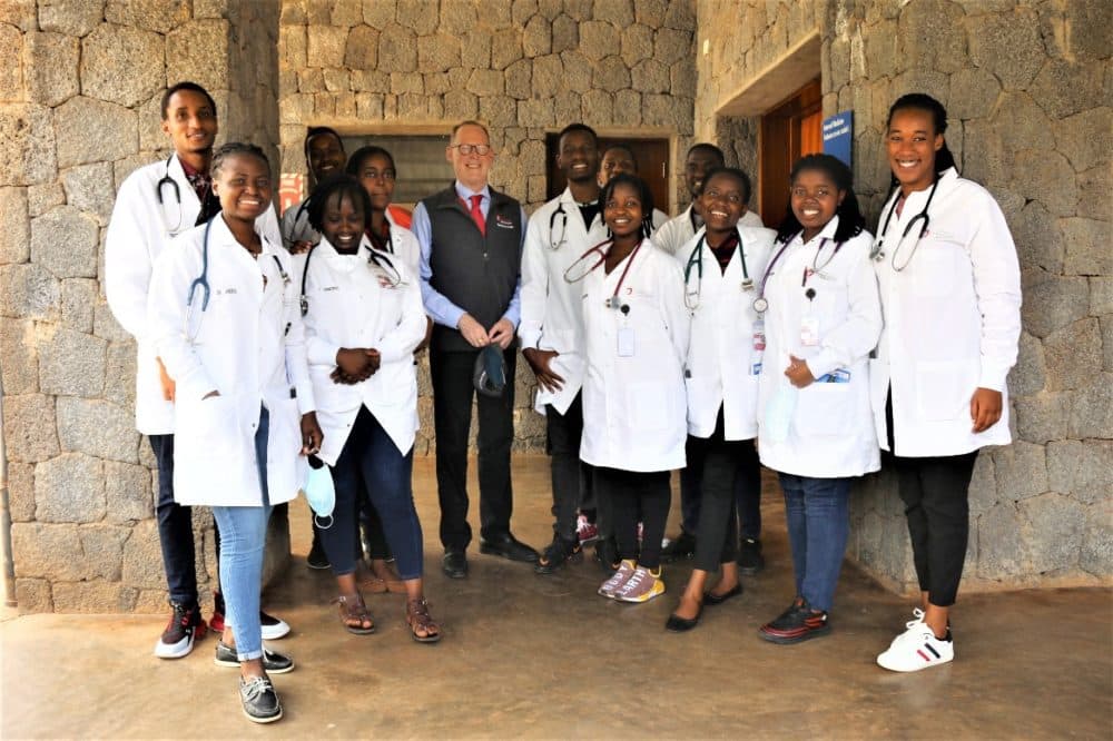 Paul Farmer on rounds at Butaro District Hospital in January 2022. (Courtesy Ferdinand Dukundimana / Butaro Hospital via Partners In Health)