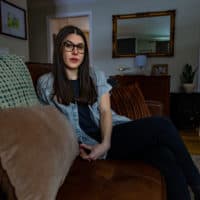 Rachel Cappucci at her home in Shrewsbury. (Jesse Costa/WBUR)