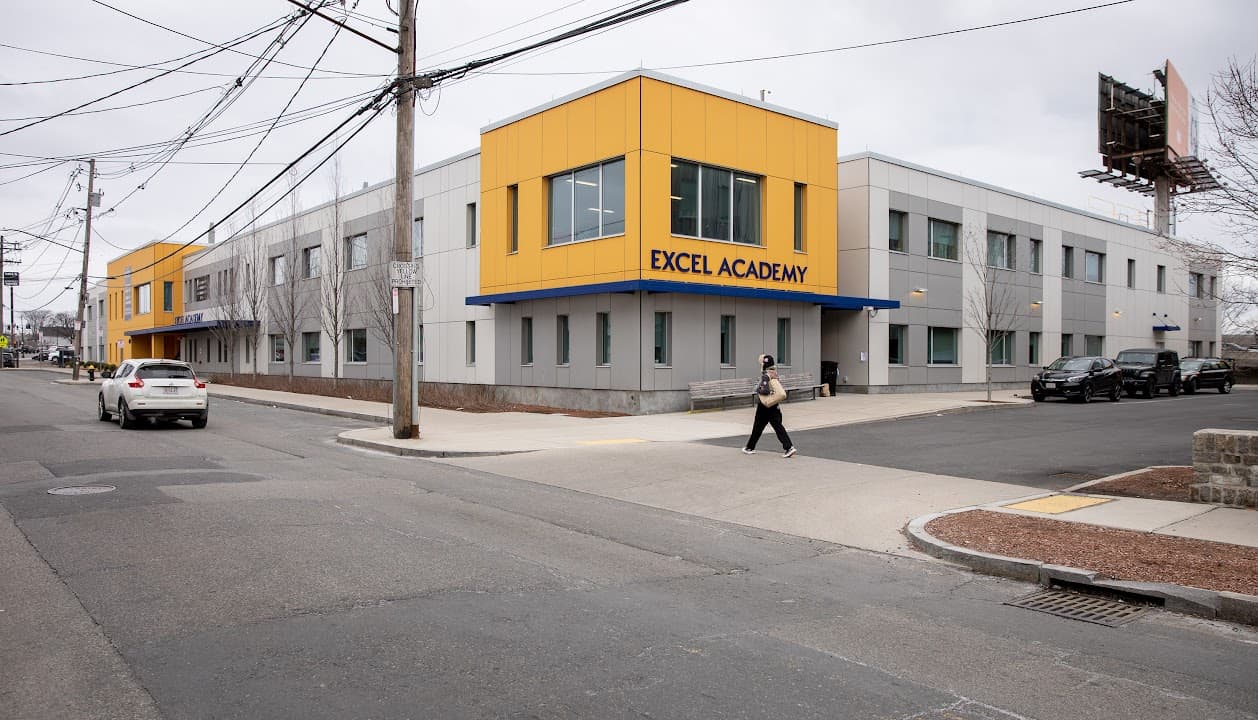 The Excel Academy Charter High School on Bremen Street in East Boston.  (Robin Lubbock/WBUR)
