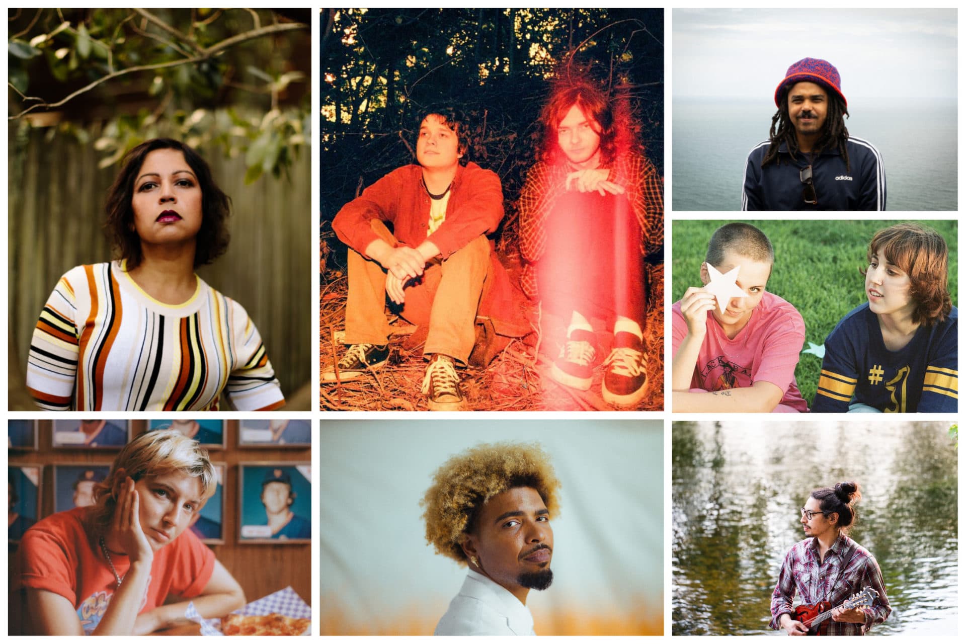 Clockwise from top left: Forest Bees (Courtesy Colleen Eversman); waveform* (Courtesy Juliette Boulay); Asher Gamedze (Courtesy Dylan Valley); Mediocre (Courtesy Ginger Port), Ethan Setiawan (Courtesy Louise Bichan); Devon Gilfillian (Courtesy Emmanuel Afolabi); Caroline Rose (Courtesy Cristina Fisher)