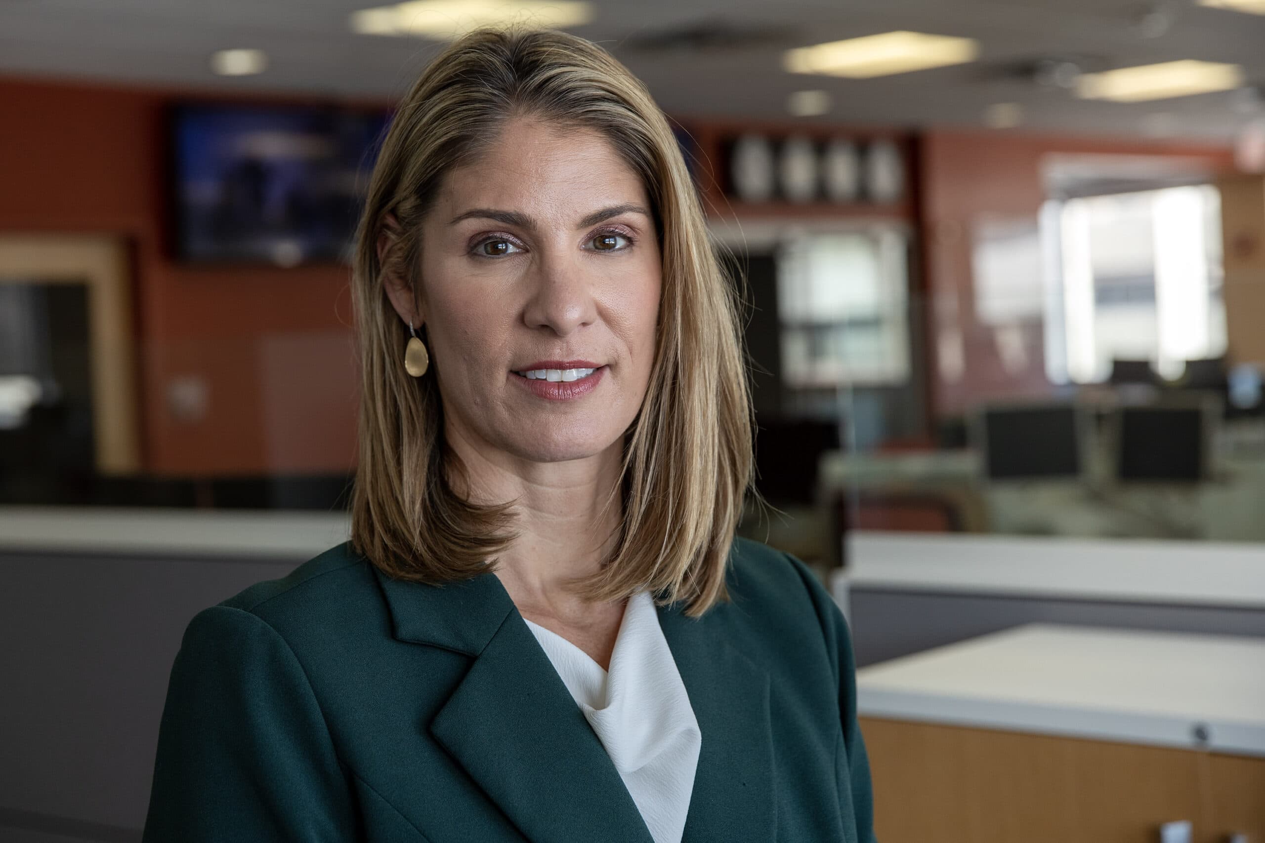 U.S. Congresswoman Lori Trahan at WBUR's studios in Boston. (Robin Lubbock/WBUR)