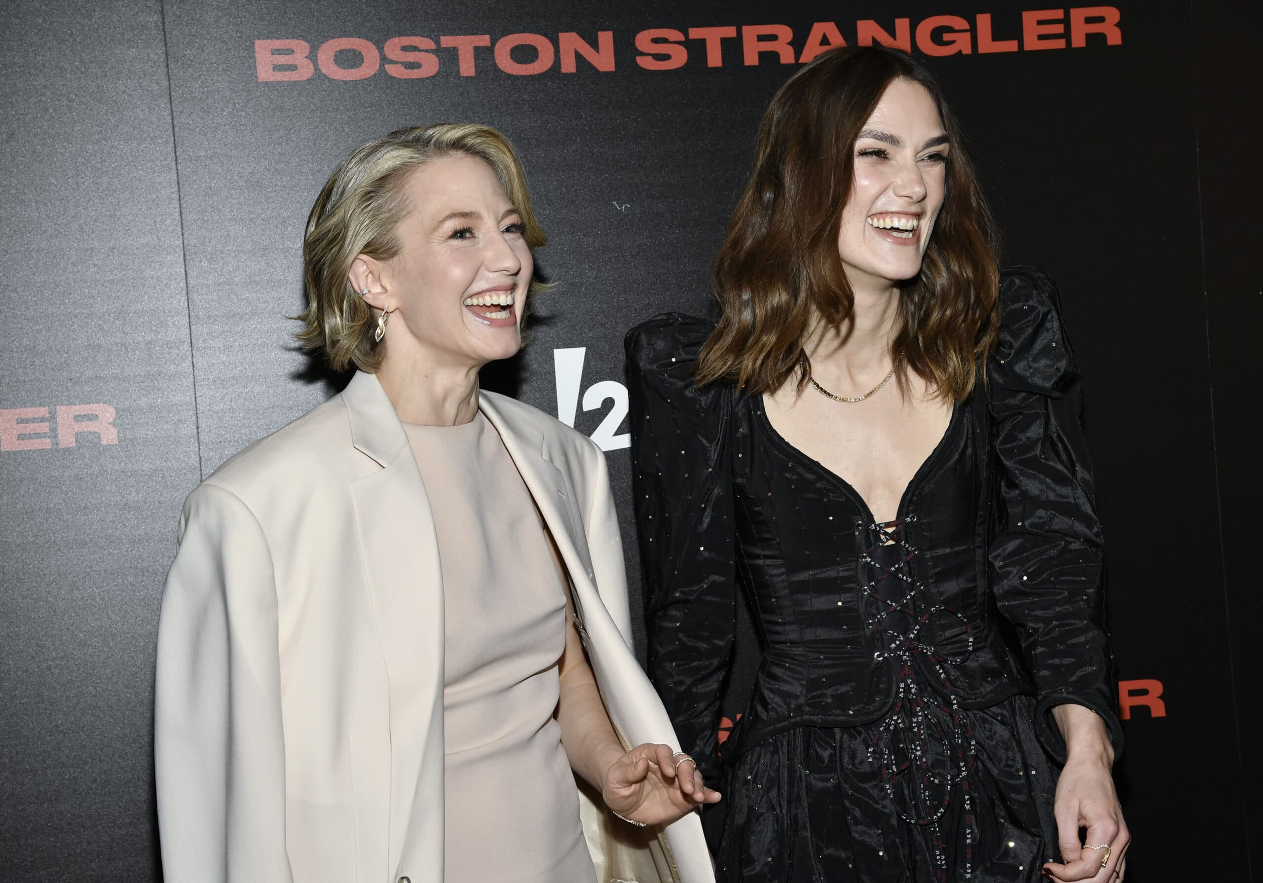 Carrie Coon, left, and Keira Knightley attend a special screening of &quot;Boston Strangler&quot; at the Museum of Modern Art on Tuesday, March 14, 2023, in New York. (Evan Agostini/Invision/AP)