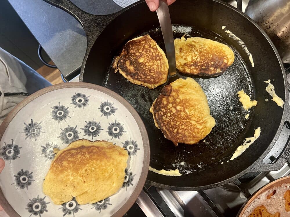 Lemon ricotta pancakes. (Kathy Gunst/Here &amp; Now)
