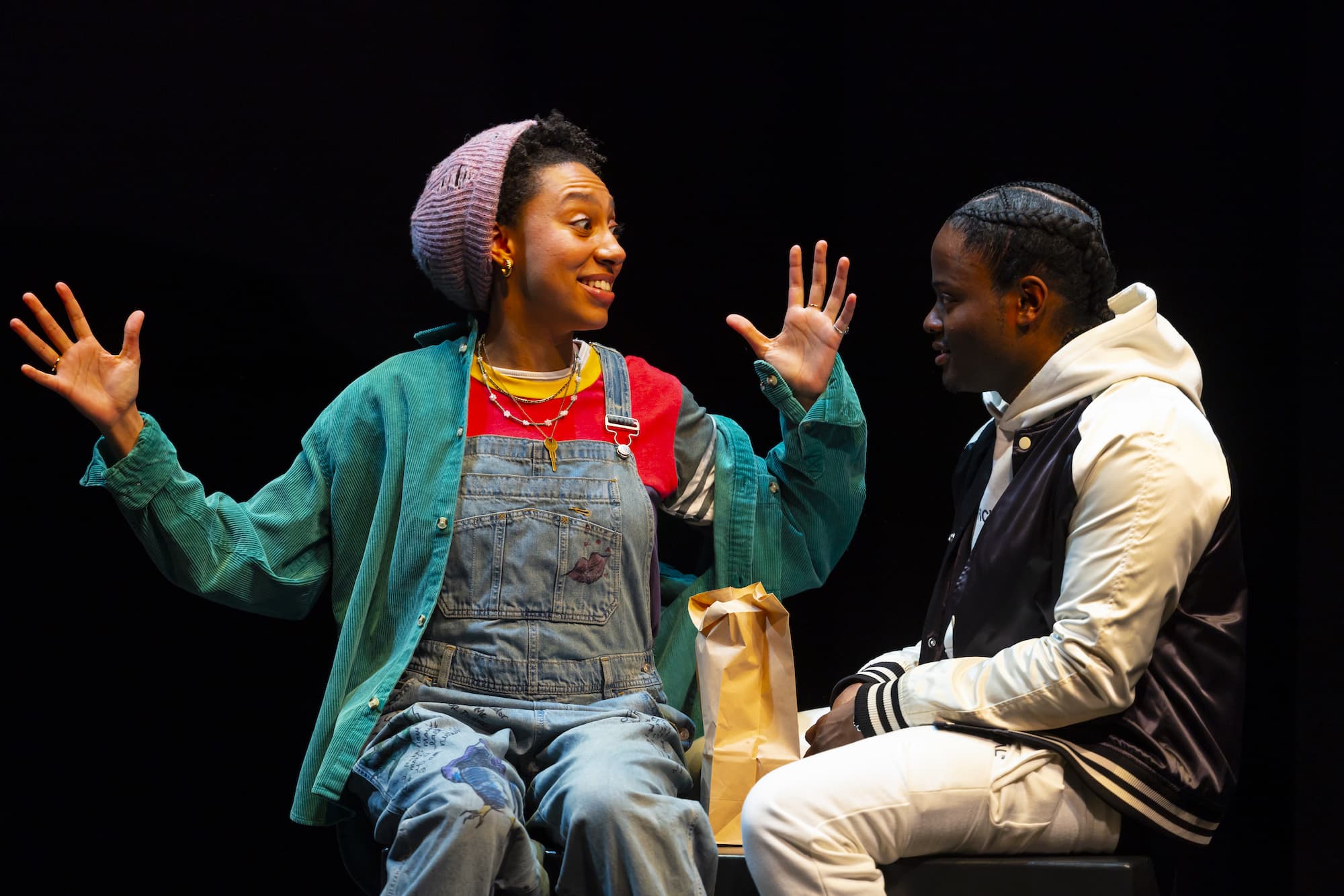 Regan Sims and Ivan Cecil Walks in "K-I-S-S-I-N-G," a coproduction between the Huntington Theatre Company and the Front Porch Arts Collective at the Calderwood Pavilion. (Courtesy T Charles Erickson)