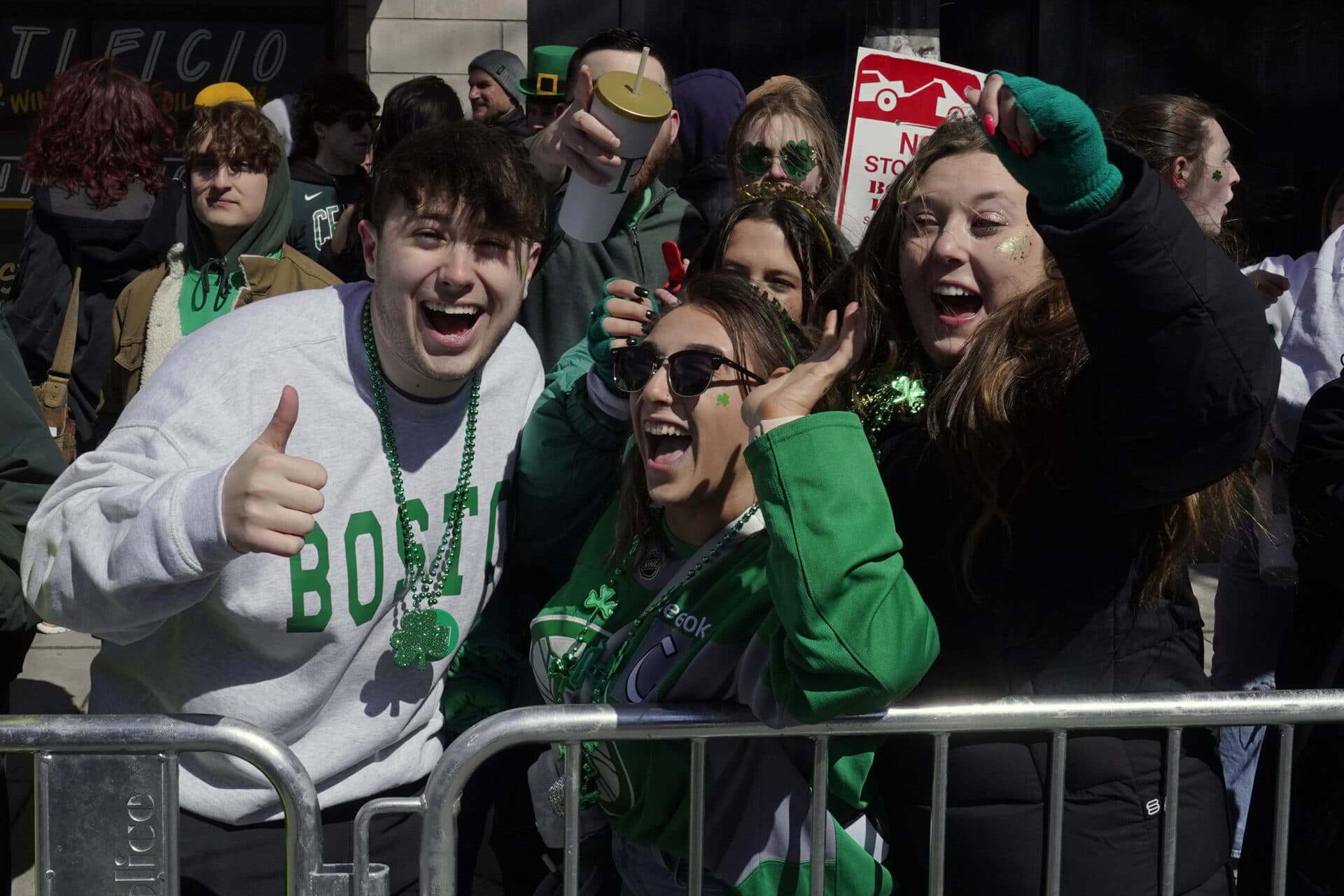 Spectators watch the annual St. Patrick's Day parade. (Steven Senne/AP)