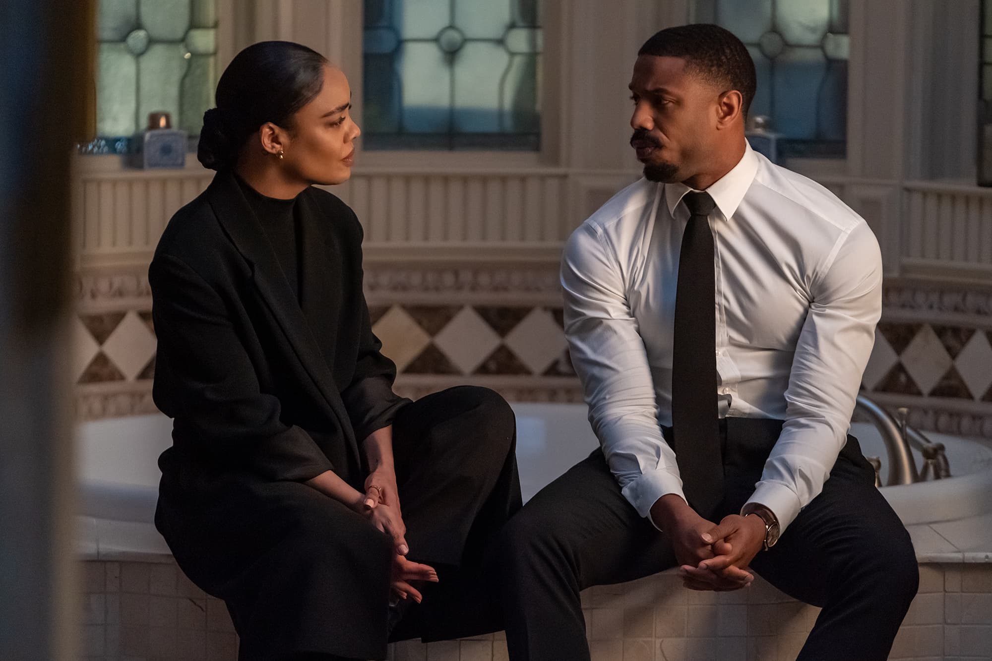 Tessa Thompson and Michael B. Jordan in 