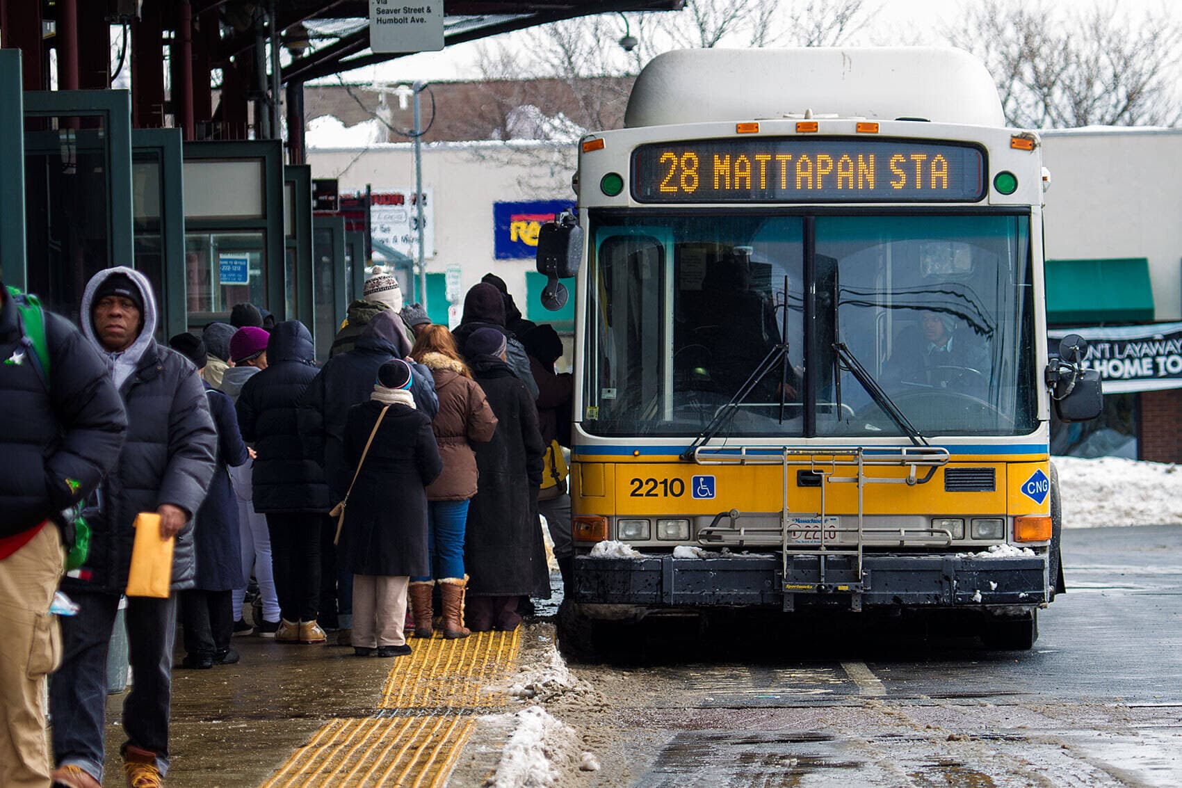 One of the MBTA's current fare-free buses, Route 28.