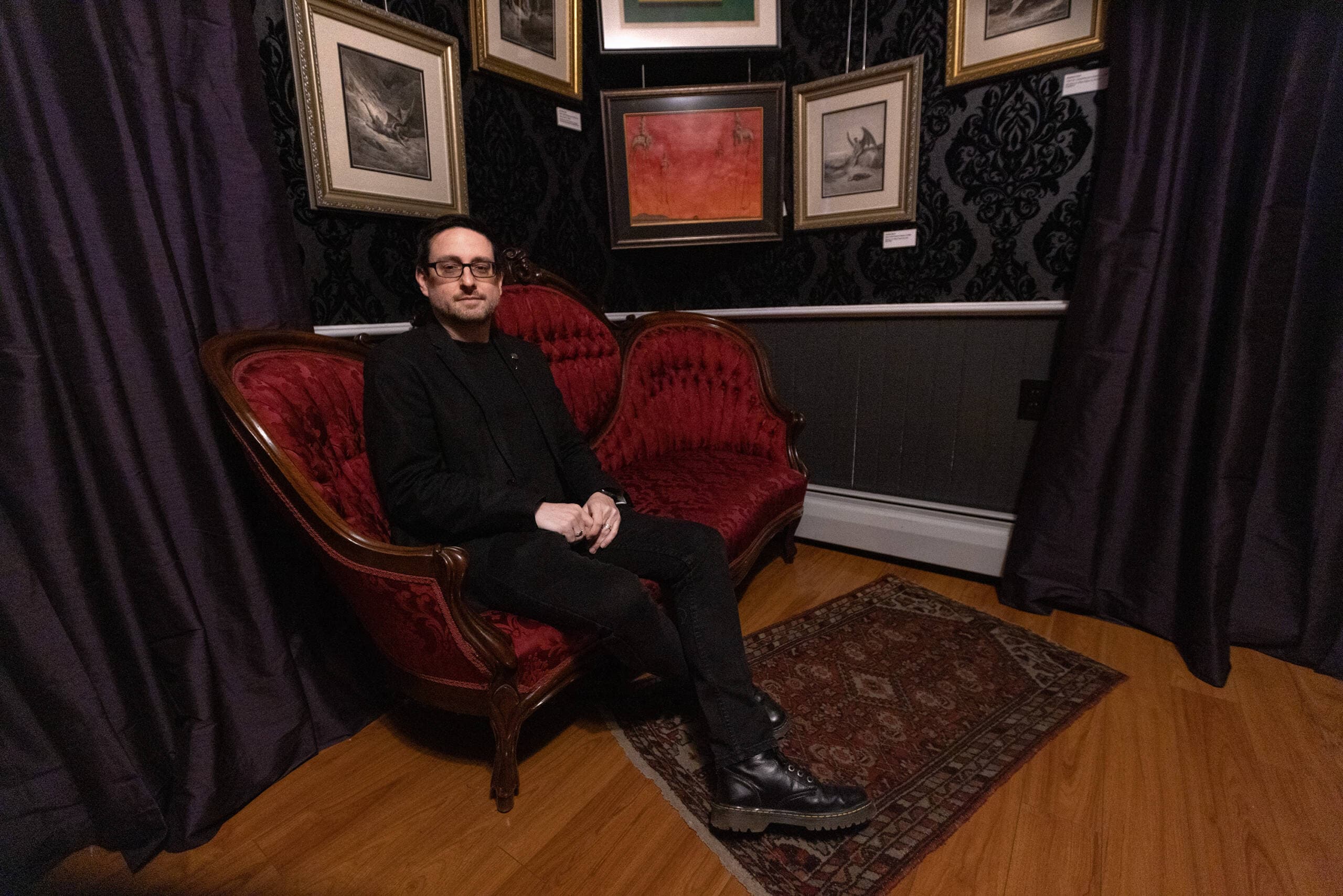 Dex Desjardins, an ordained minister of Satan, is a spokesman for the Satanic Temple. (Jesse Costa/WBUR)