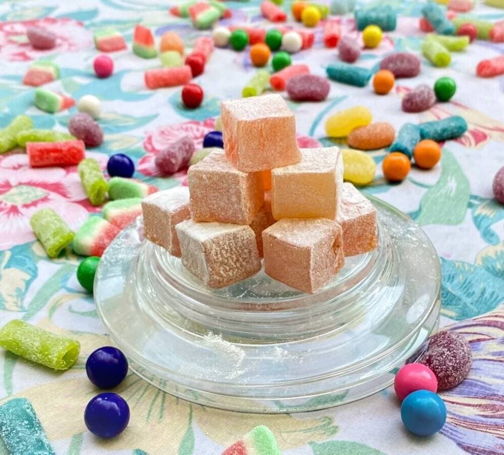 Turkish Delight, center, could best be compared to a jelly bean's squishy middle. (Courtesy True Treats Candy)