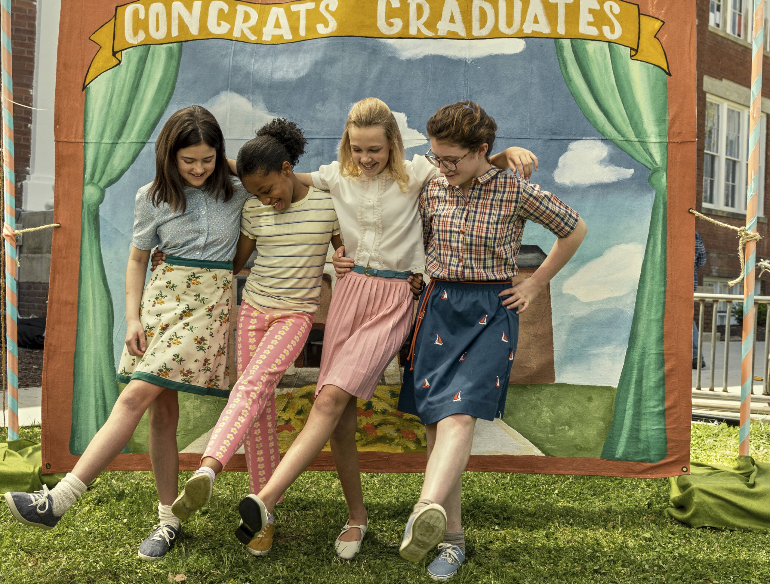 Abby Ryder Fortson as Margaret Simon, Amari Price as Janie Loomis, Elle Graham as Nancy Wheeler and Katherine Kupferer as Gretchen Potter in "Are You There God? It’s Me, Margaret." (Courtesy Dana Hawley)