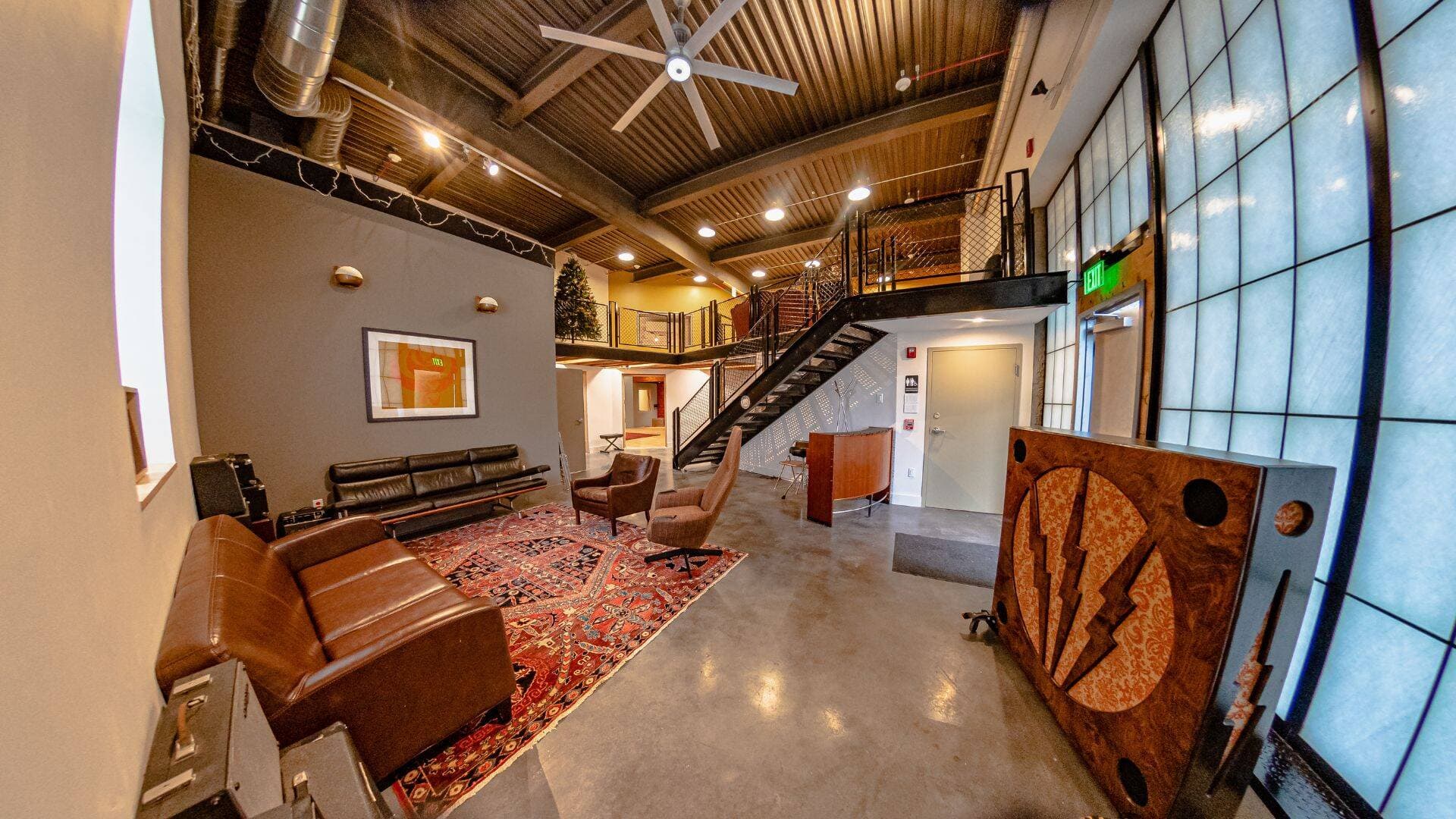 The new lounge area at Q Division Studios in Cambridge. (Courtesy Rafi Sofer)