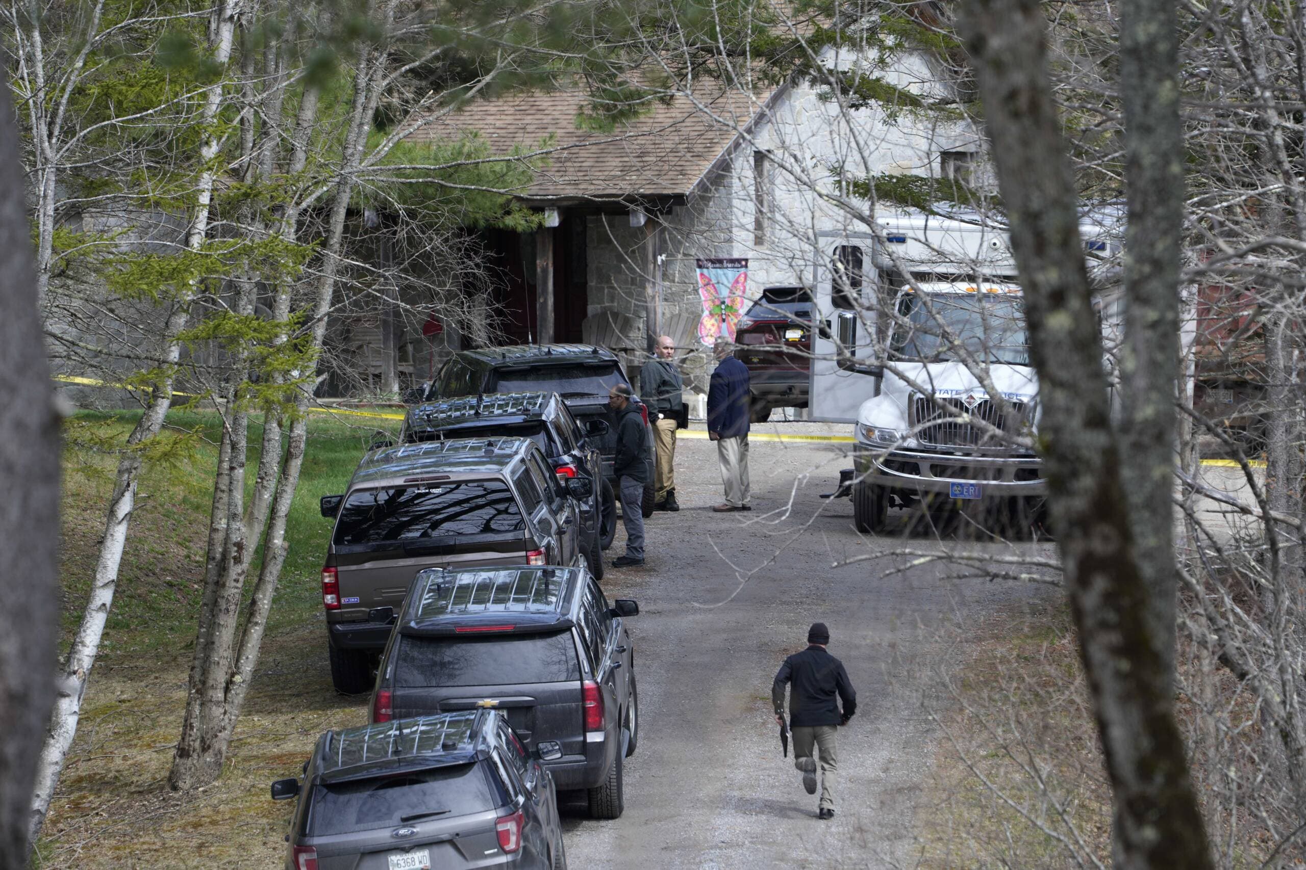 Investigators work at the scene of a deadly shooting, Tuesday, April 18, 2023, in Bowdoin, Maine. (Robert F. Bukaty/AP)