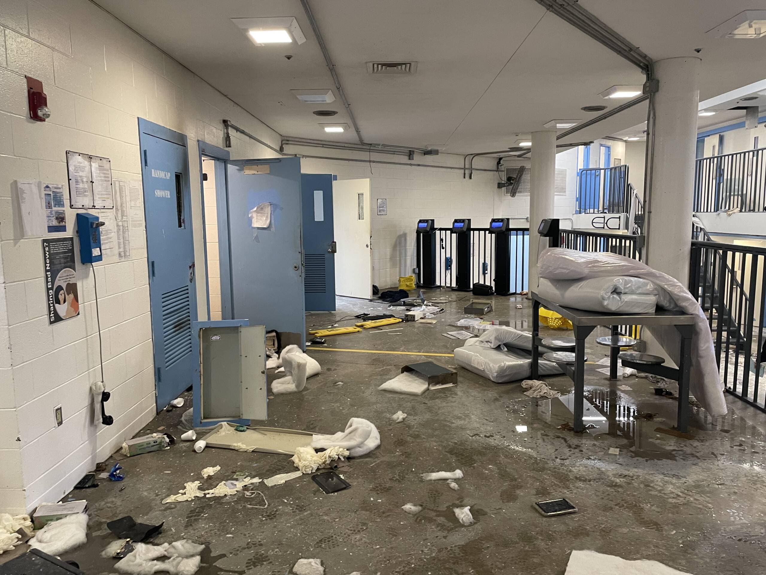 Damage from Bristol County Jail prisoner uprising on April 21, 2023 (Courtesy, Bristol County Sheriff's Office)