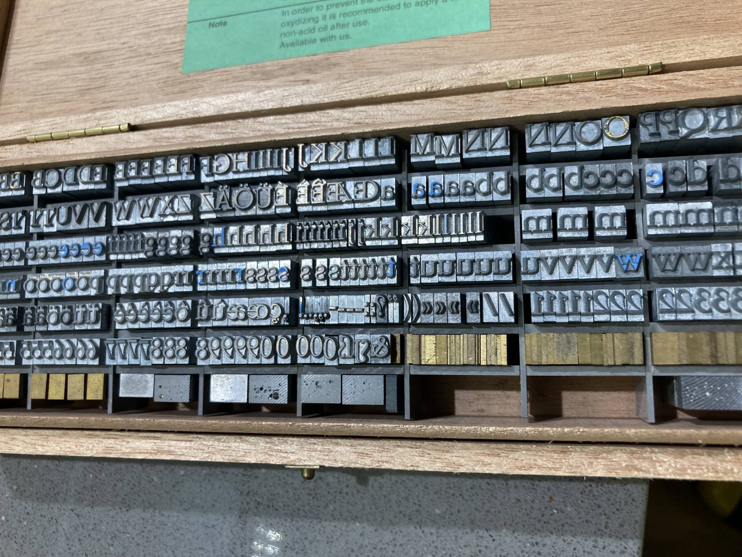 The First Folio's many words would have been assembled backwards, by hand from tiny metal pieces. (Scott Tong/Here & Now)