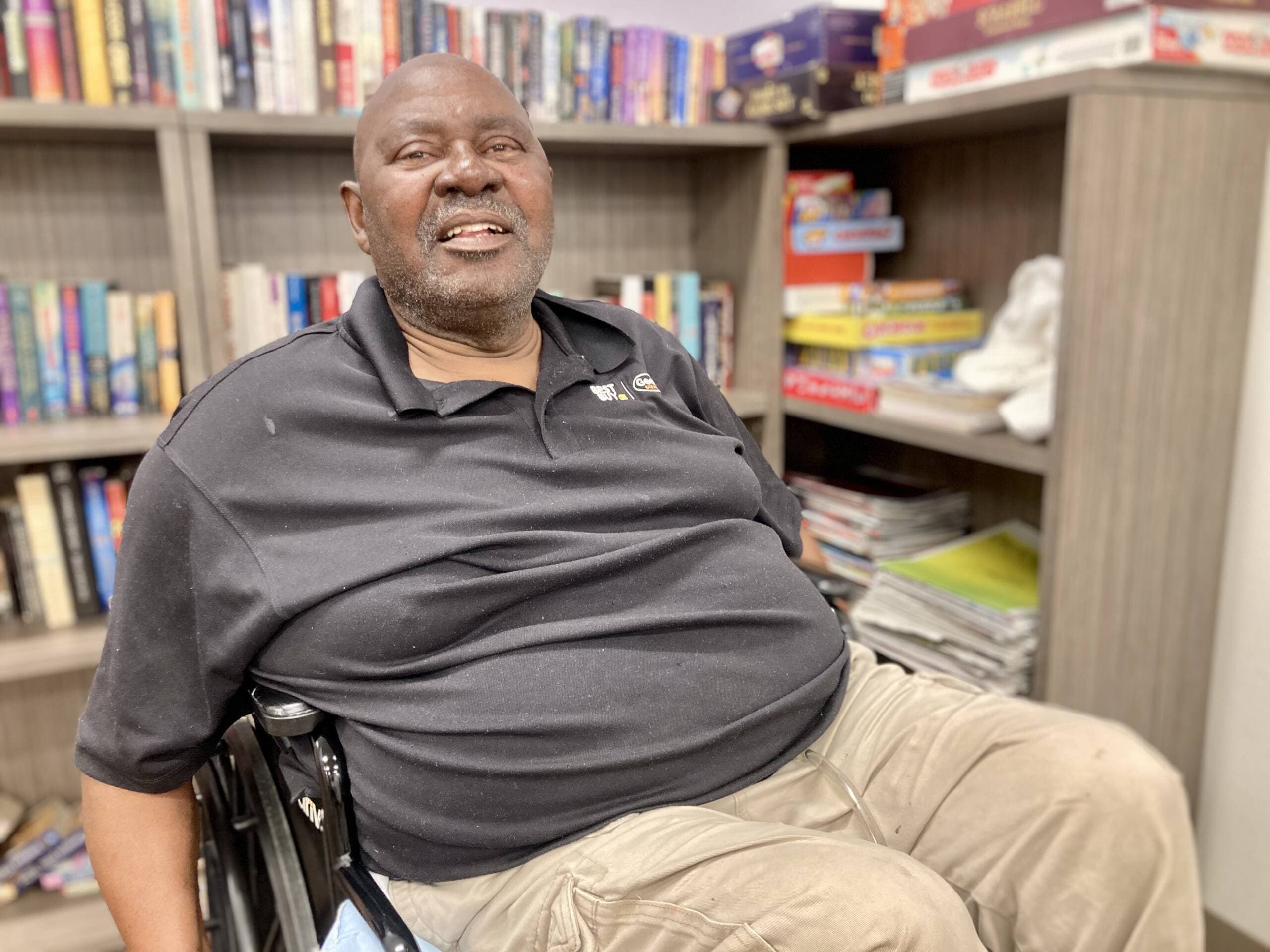 Thebe Monyamane has suffered several heat strokes while living on the streets of Phoenix in the past 10 years. Each time, his heart grows weaker. He's a patient at Circle the City's respite center. (Peter O'Dowd/Here &amp; Now)
