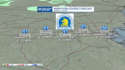 Boston Marathon runners will withstand a bit of rain and a headwind this year