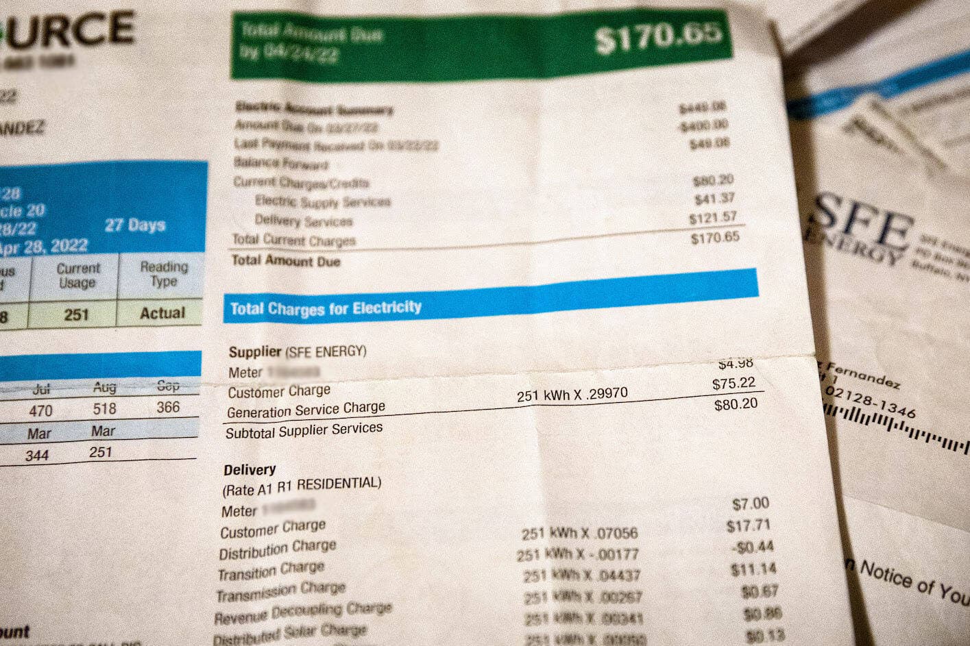 After months wondering why her electricity bill had risen dramatically, a friend pointed out to Noemy Rodriguez that her supplier had more than doubled the cost of her electricity to almost 30 cents per kilowatt-hour. (Robin Lubbock/WBUR)