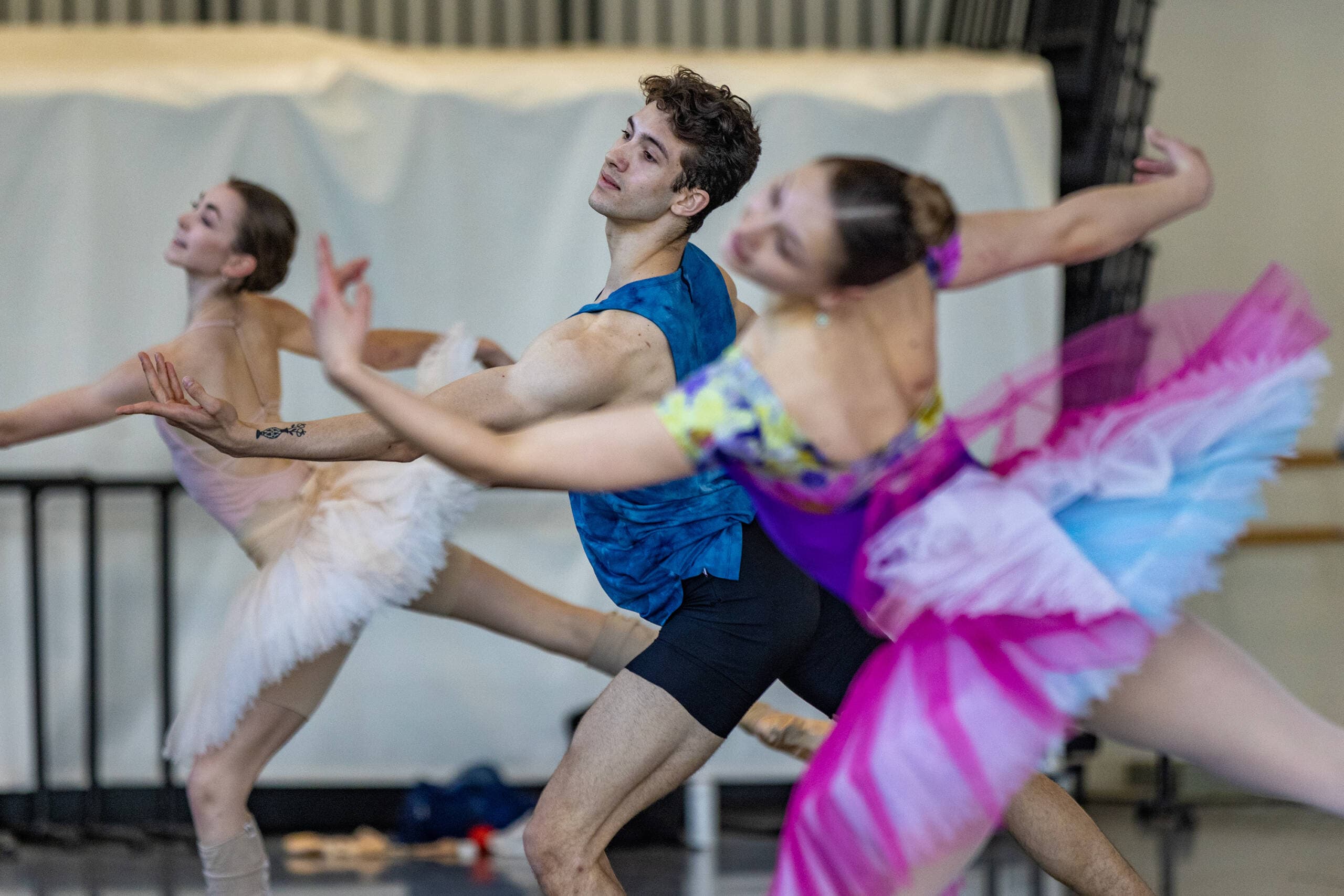 Left to right: Addie Tapp, Schuyler Wijsen and Lauren Herfindahl rehearse the third act of