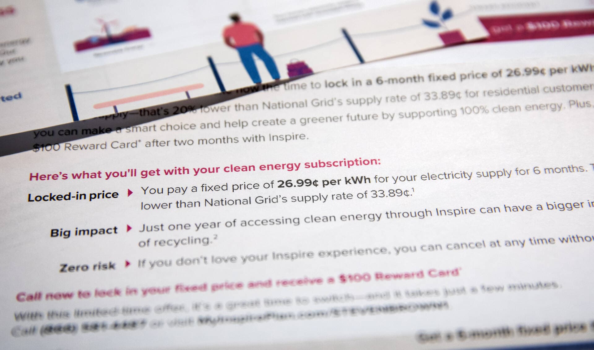 An offer from Inspire Clean Energy says customers can have a big environmental impact by signing up. (Robin Lubbock/WBUR)
