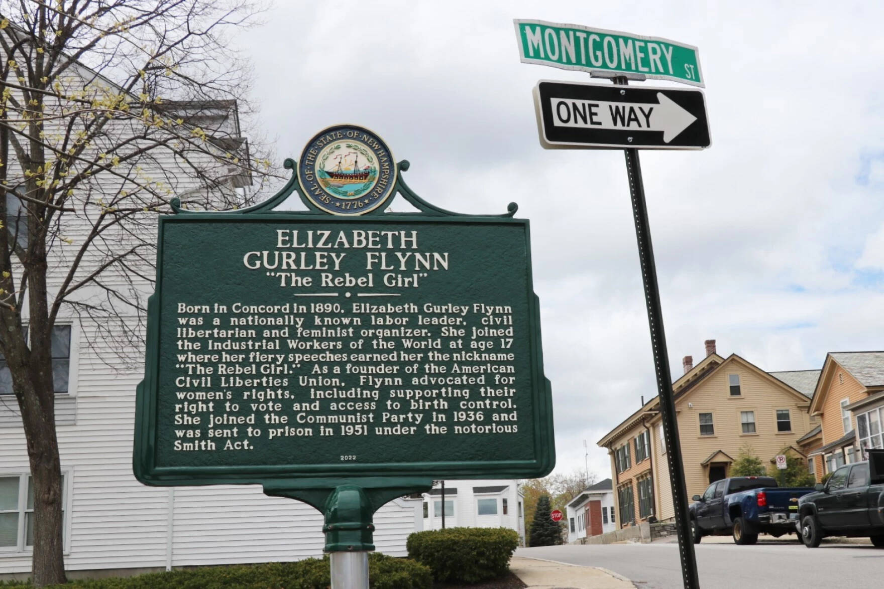 Elizabeth Gurley Flynn, who would become head of the Communist Party in the United States, was born in Concord in 1890. (Zoey Knox/NHPR)