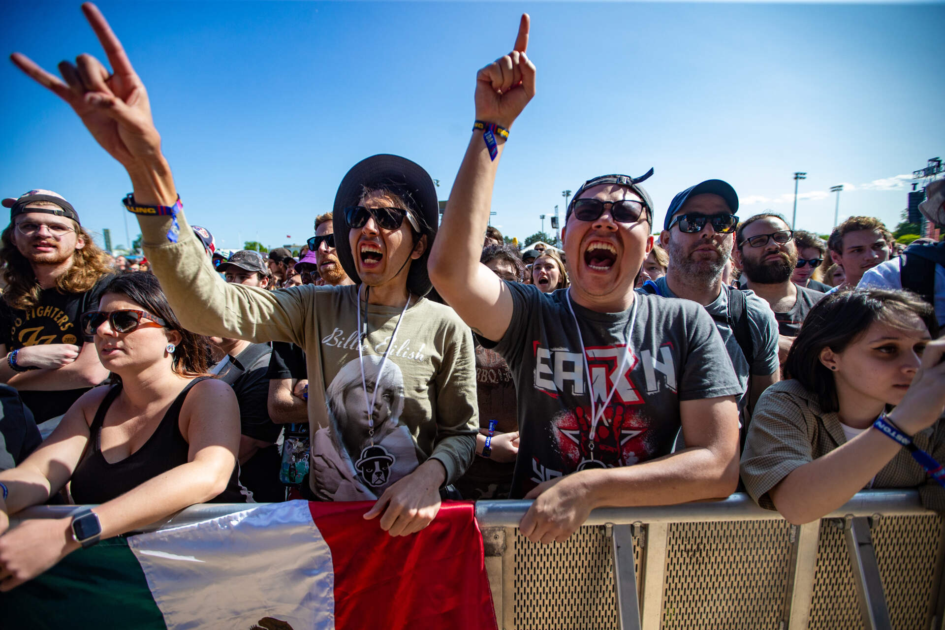 Fans in the audience react while The Beaches play their set at Boston Calling. (Jesse Costa/WBUR)