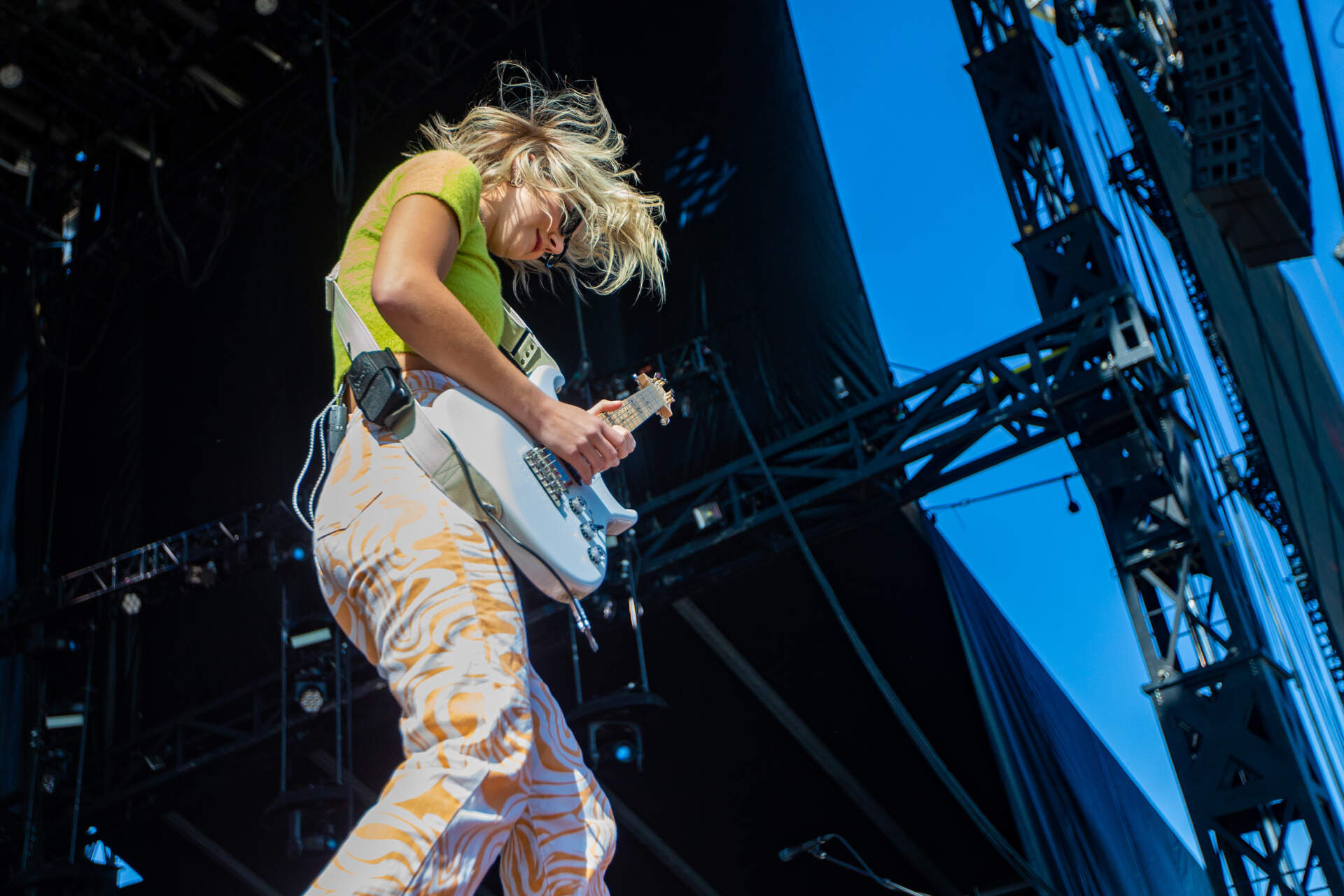 Kylie Miller of the Toronto-based band The Beaches performs at Boston Calling. (Jesse Costa/WBUR)