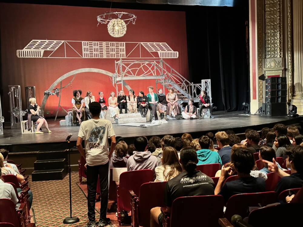 Students attending a performance of &quot;Romeo &amp;amp; Juliet&quot; were able to ask actors and the director questions in a talkback after the show. (Courtesy Commonwealth Shakespeare Company)