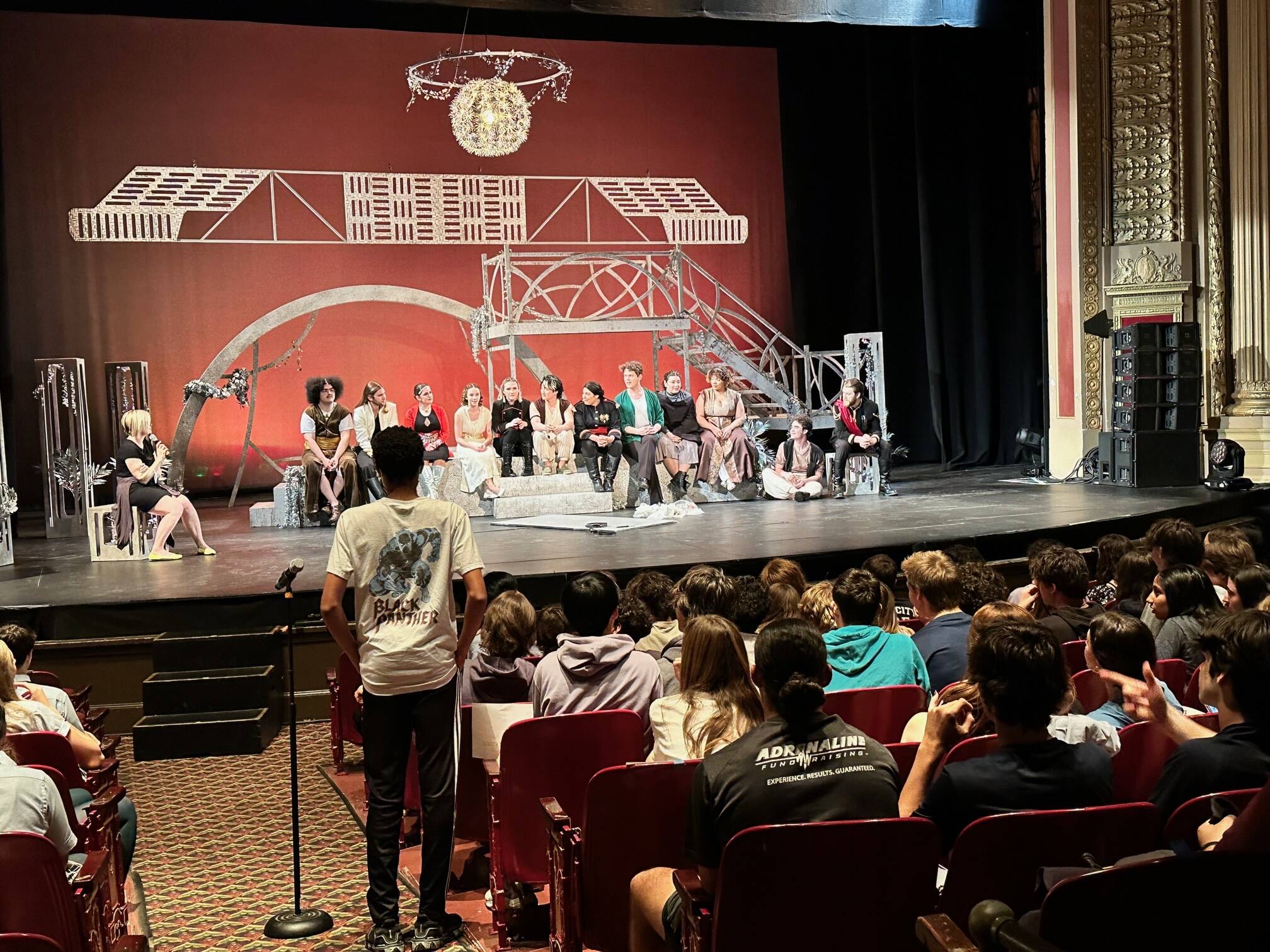 Students attending a performance of "Romeo & Juliet" were able to ask actors and the director questions in a talkback after the show. (Courtesy Commonwealth Shakespeare Company)