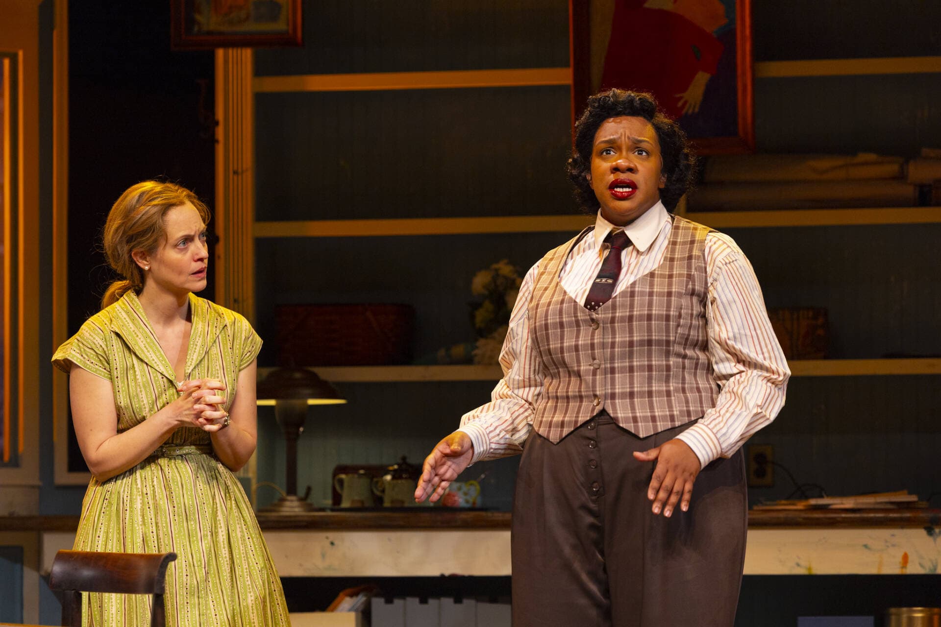 Stacy Fischer and Breezy Leigh in "Joy and Pandemic" at the Calderwood Pavilion. (Courtesy T Charles Erickson)