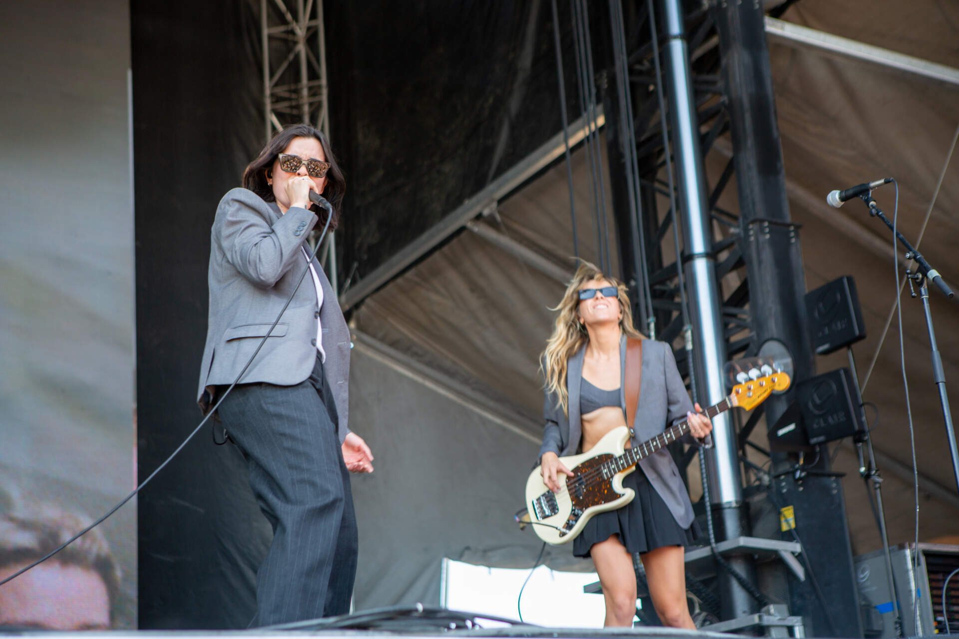 The Aces' Cristal Ramirez (left) and McKenna Petty (right) at Day 2 of Boston Calling (Jacob Garcia/WBUR)