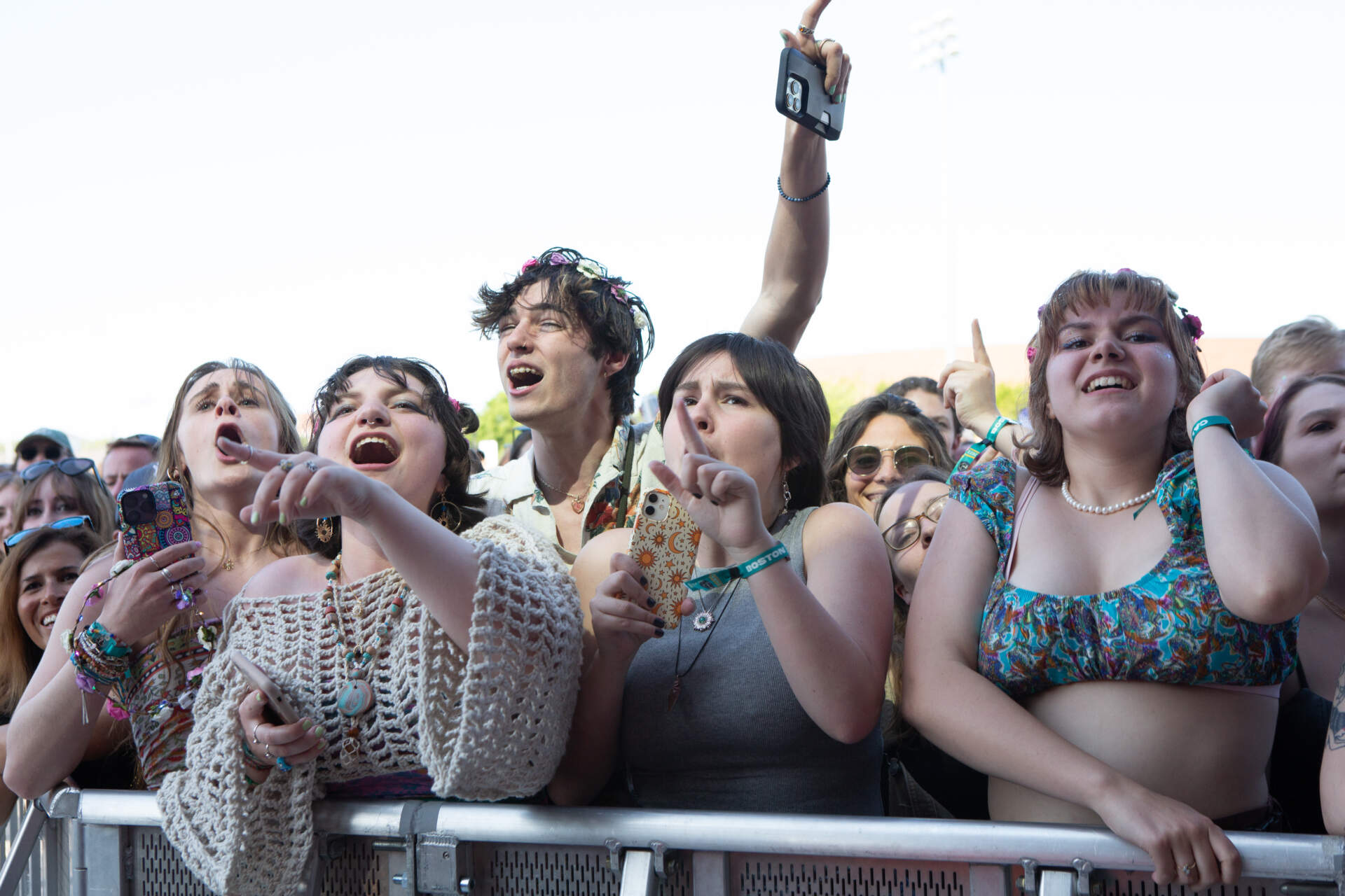 Declan McKenna fans cheer him on at the Blue Stage for Day 2 of Boston Calling (Jacob Garcia/WBUR)
