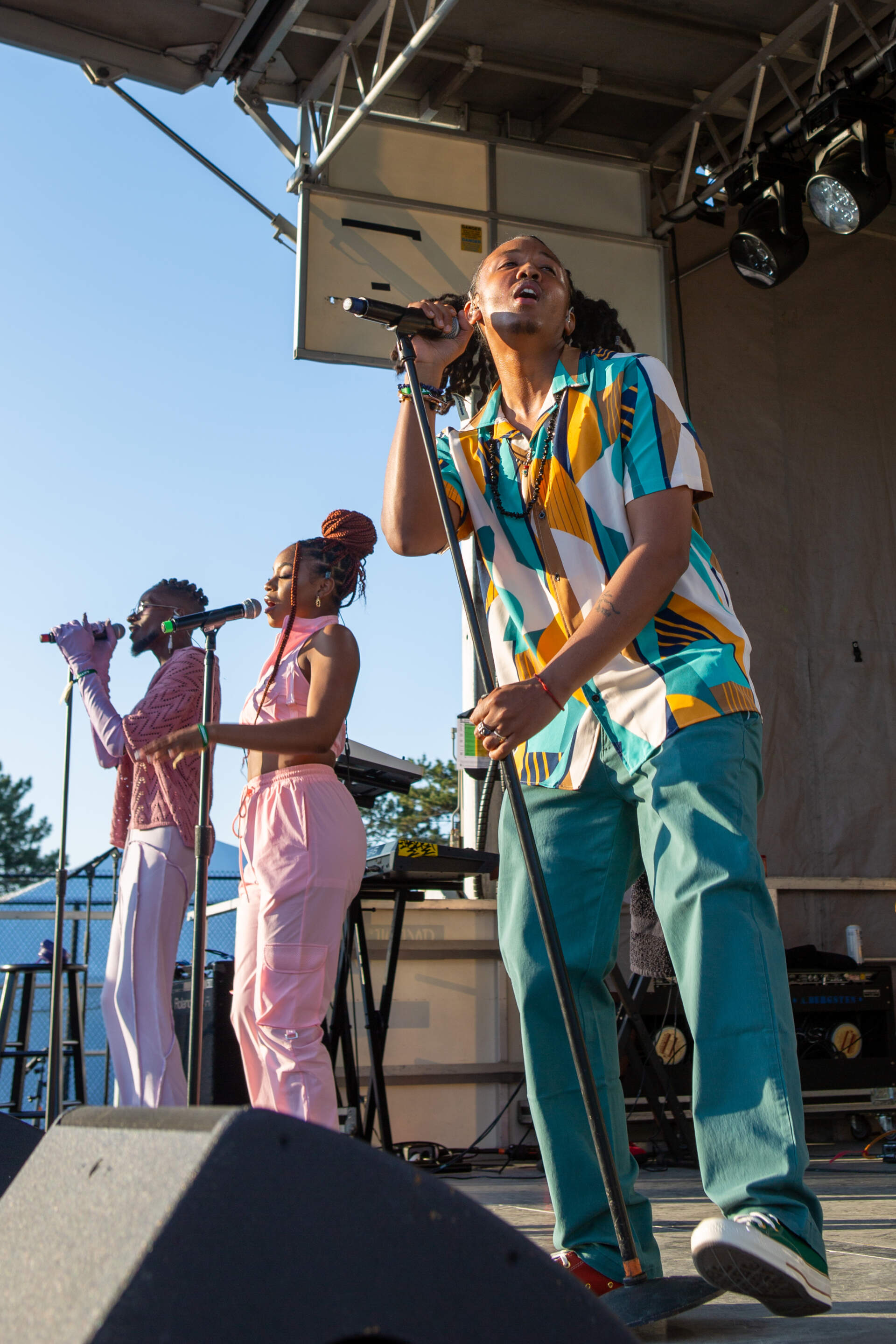 Roxbury native Najee Janey performs on Boston Calling's Orange Stage. (Jacob Garcia/WBUR)