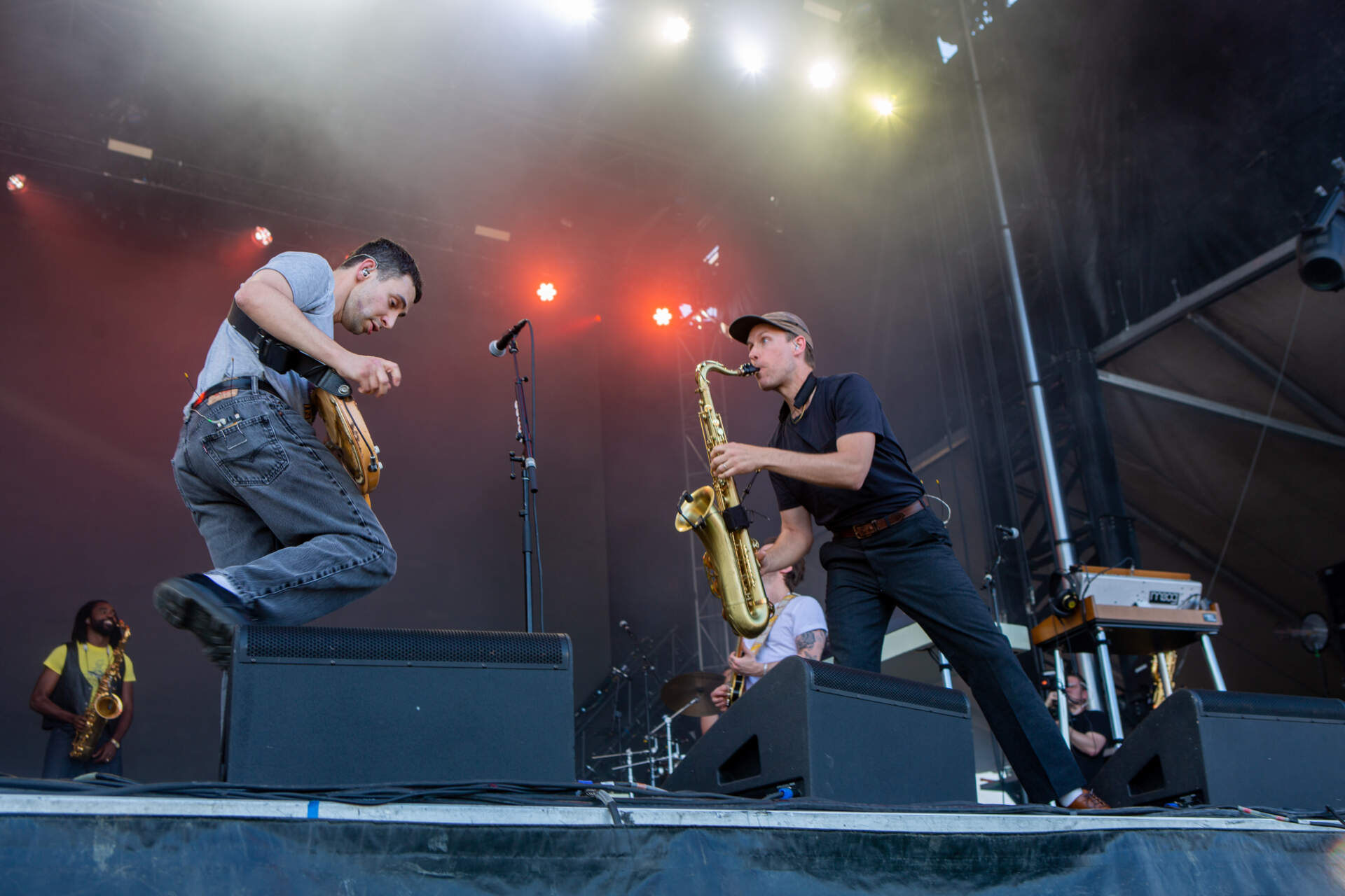 Bleachers perform on the Green Stage at Boston Calling. (Jacob Garcia/WBUR)